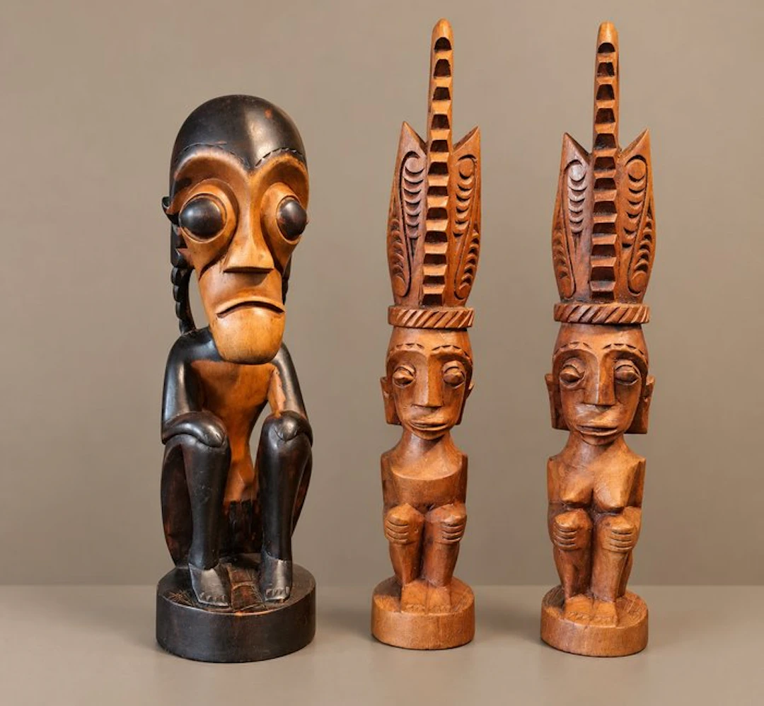 Drie indonesische voorouderbeelden - Statue - Batak...