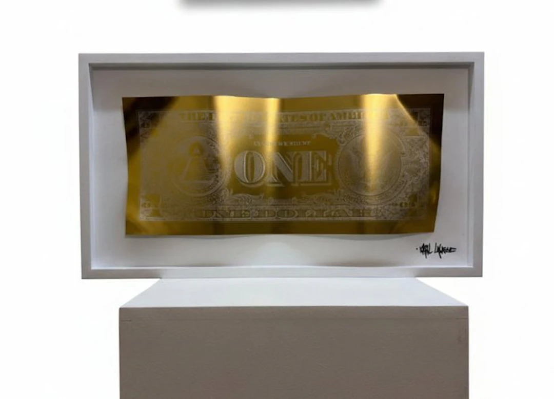 Karl Lagasse - Sculpture Alluminium et Bois *One dollar minimalist Gold*