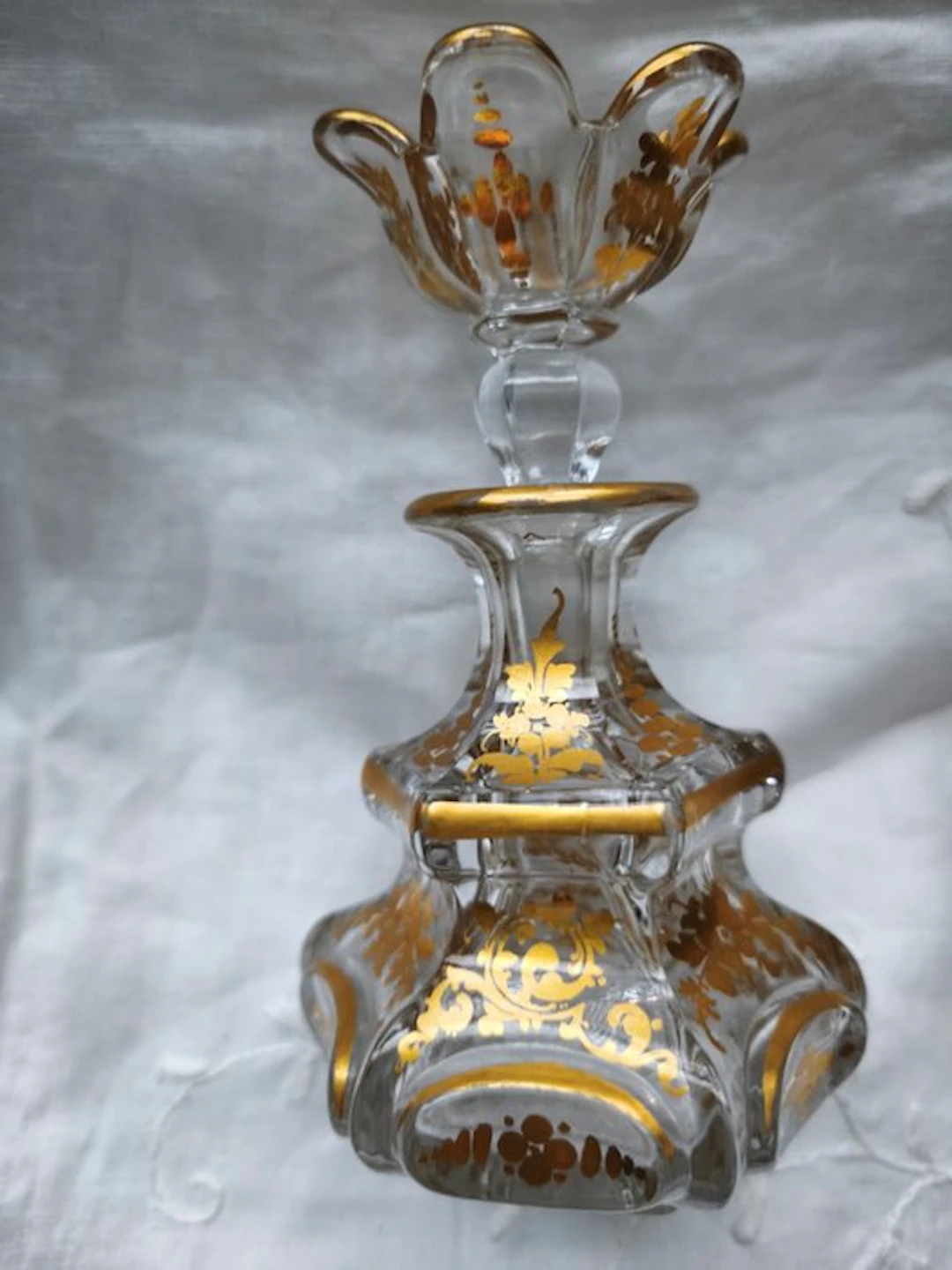 Perfume flask - Crystal - Napoléon III gilded crystal bottle