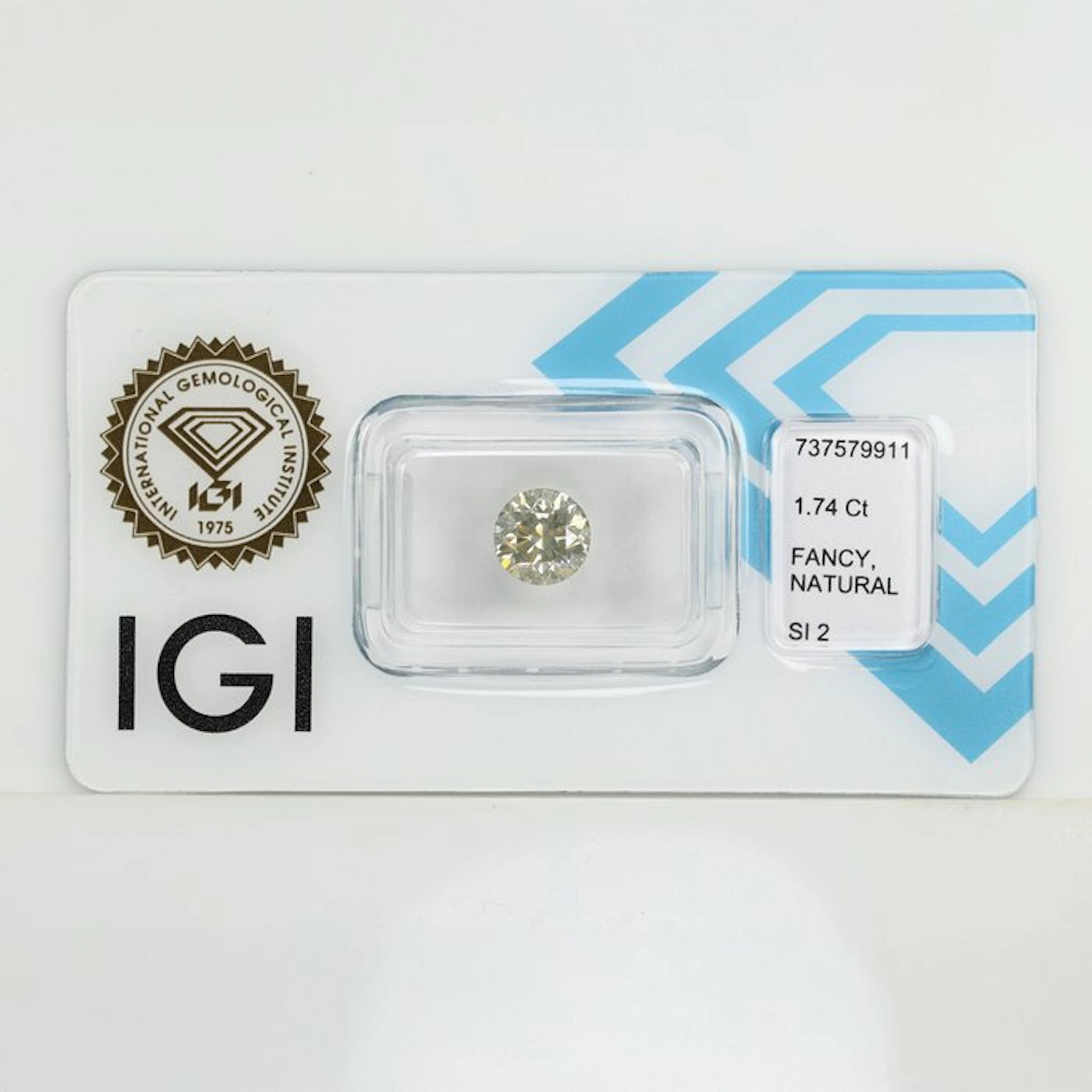 1 pcs Diamond (Natural coloured) - 1.74 ct - Round...