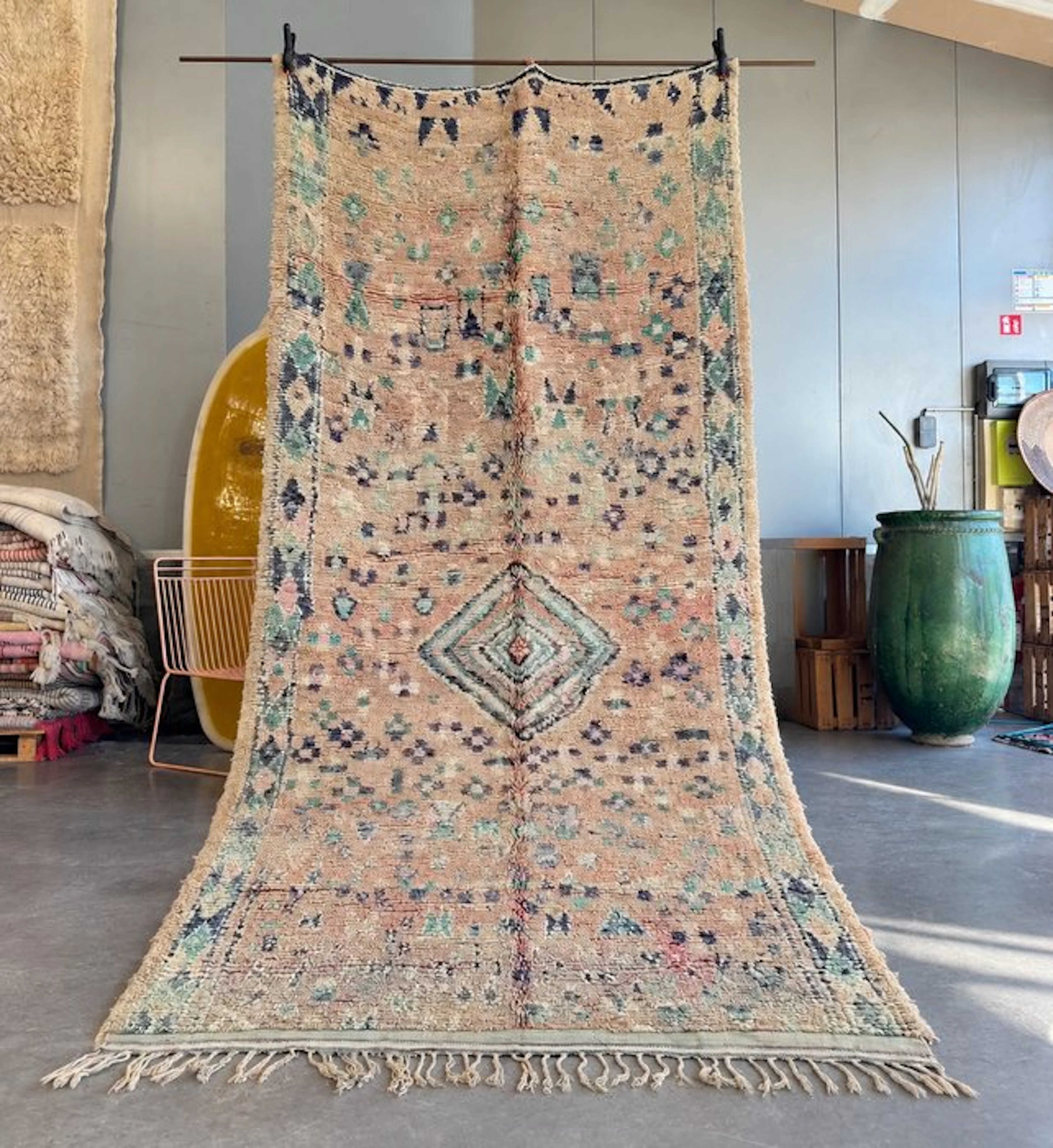 Moroccan Berber Runner Rug – Wool – Pastel Geometric...
