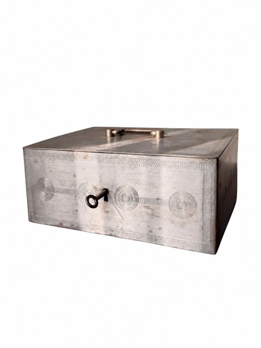 Beaumont - Strongbox - Elegant Hand-Engraved Steel - Antique Cash Box
