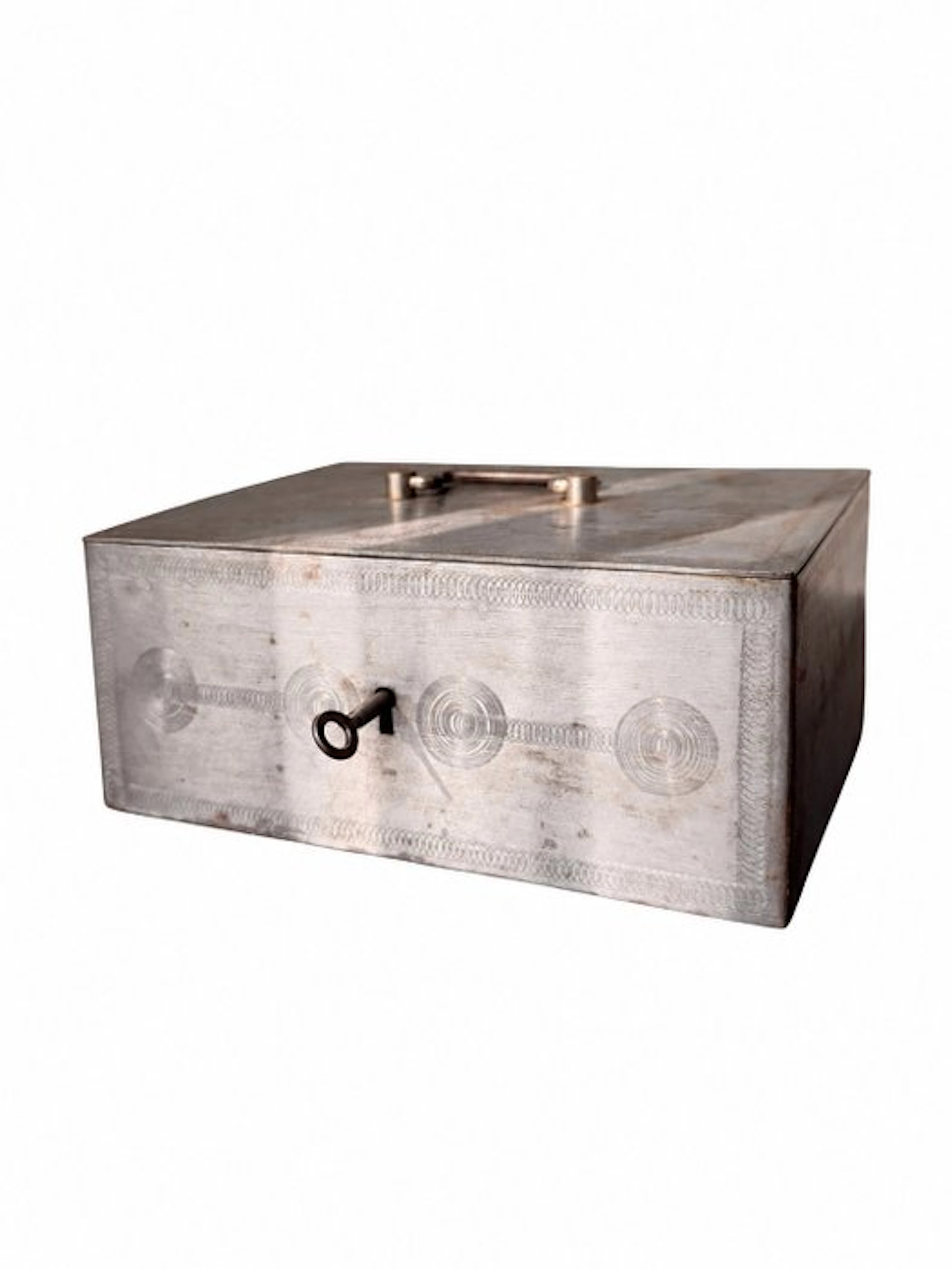 Beaumont - Strongbox - Elegant Hand-Engraved Steel - Antique Cash Box