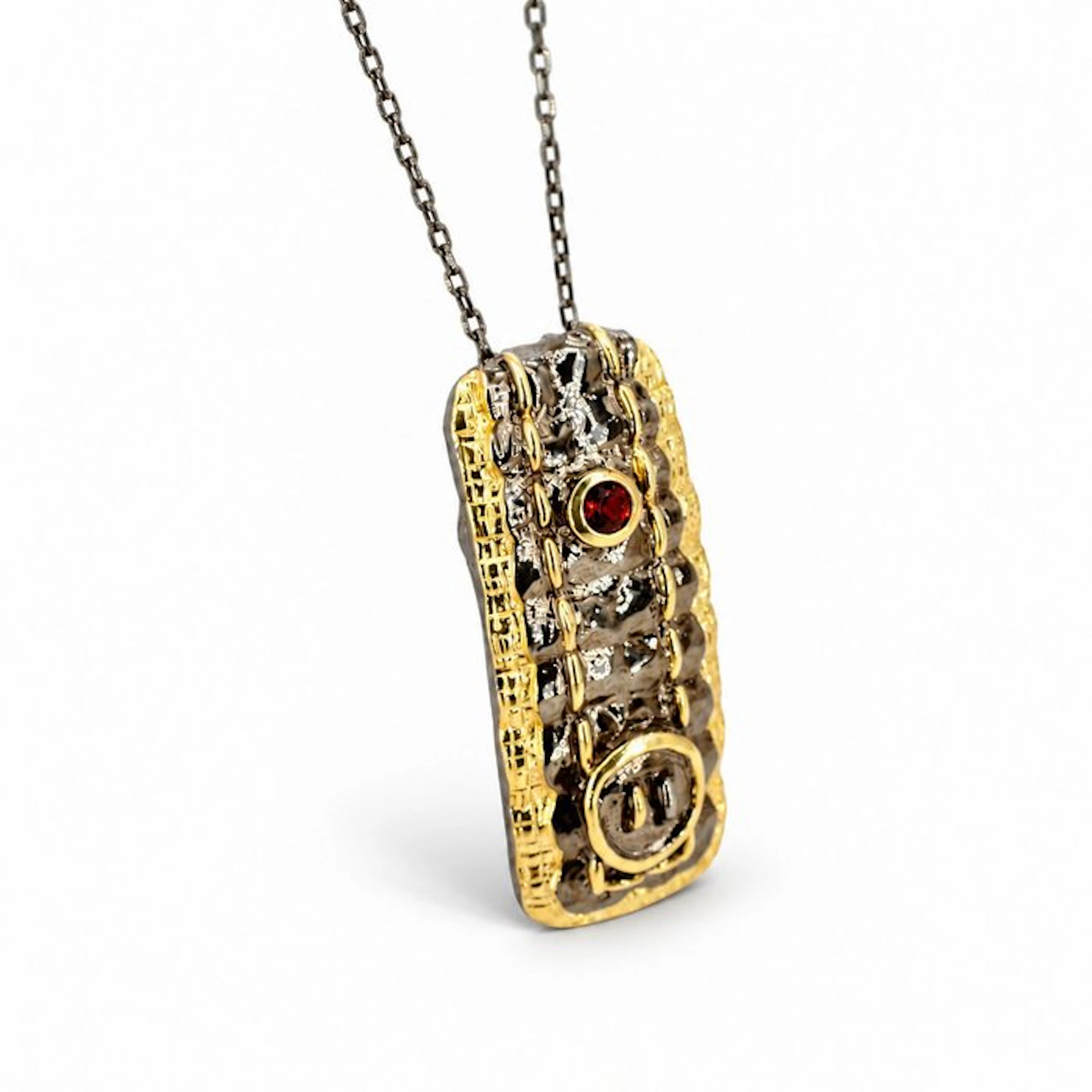 No reserve price - Necklace Gold-plated, Silver Garnet - Exclusive edition