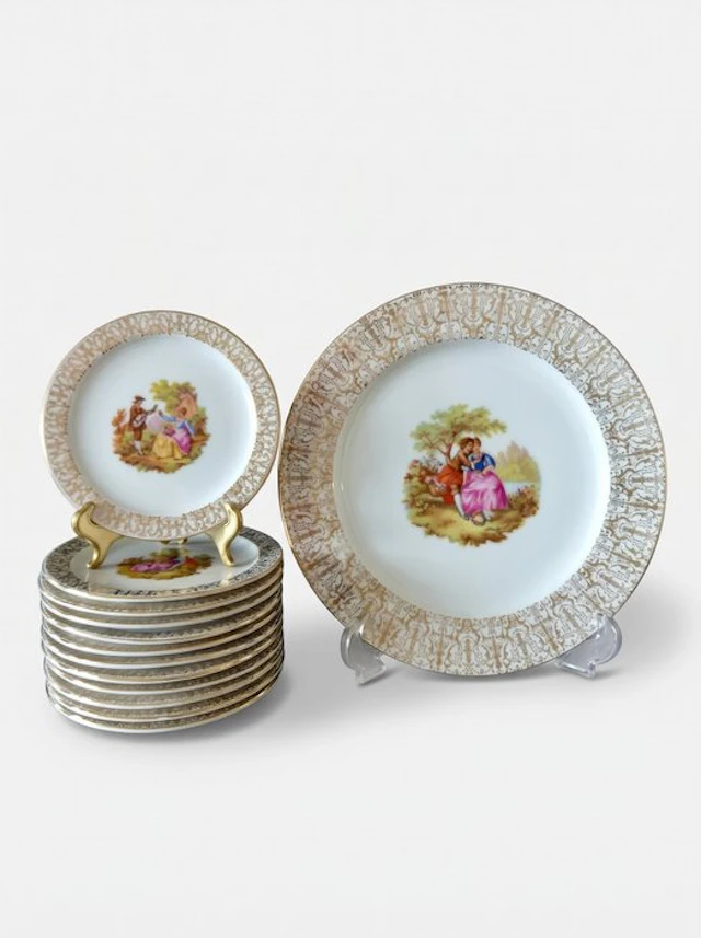 Dussel & Co Bavaria - Jean-Honore Fragonard - Pastry/cake set (13) - Porcelain