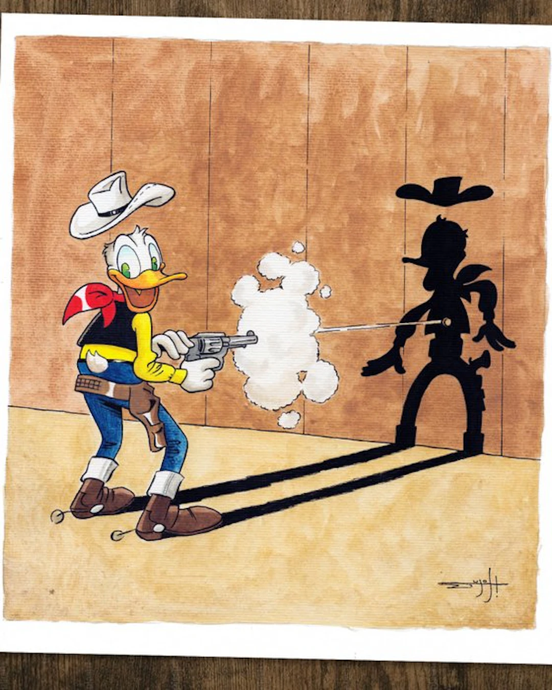 Jordi Juan Pujol - Donald Duck as Lucky Luke - Hand...