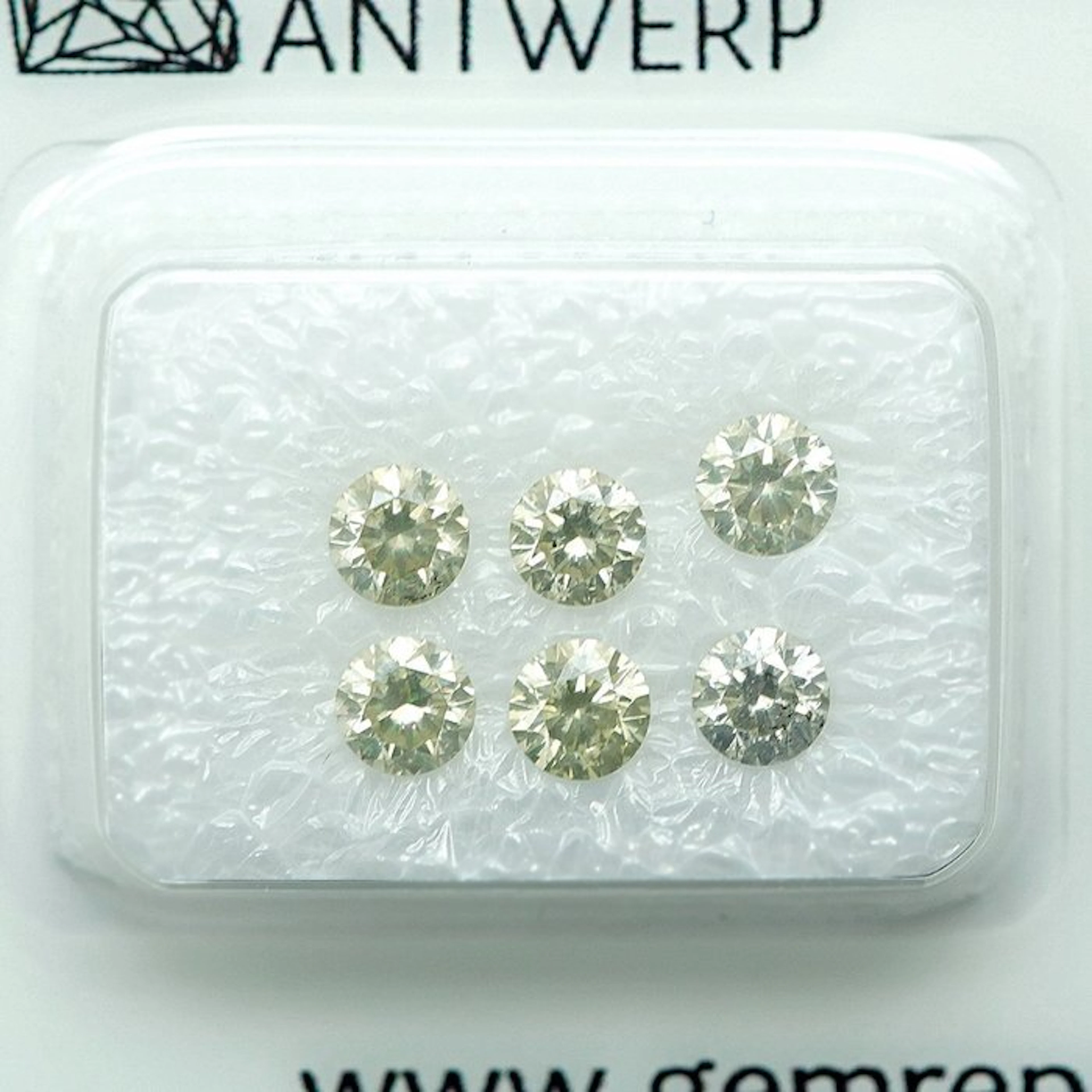 6 pcs Diamond (Natural) - 1.08 ct - Round - I1, I2 - Gem Report Antwerp (GRA)
