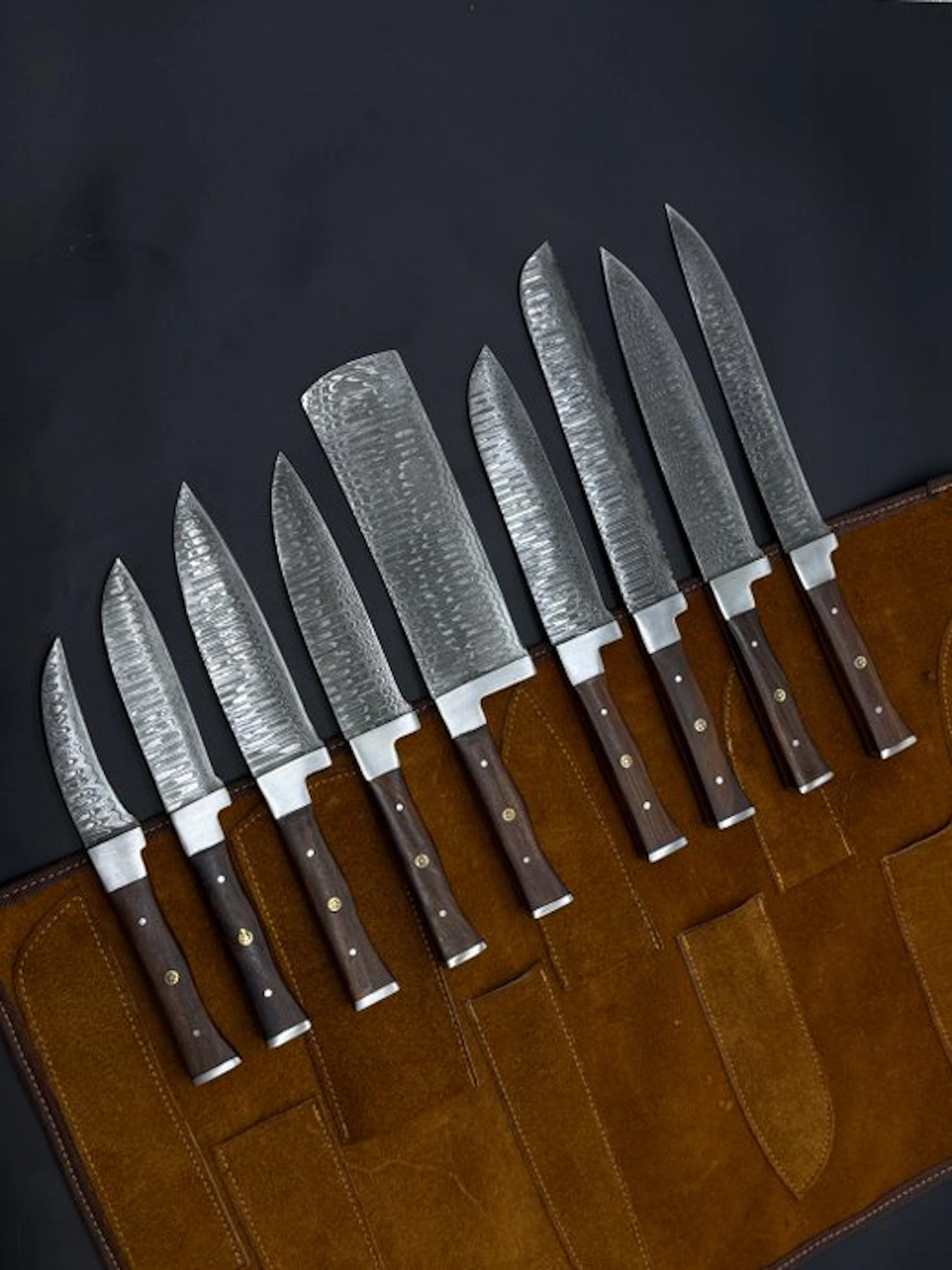 Japanese Style Kitchen Knife SET With Leather BAG...