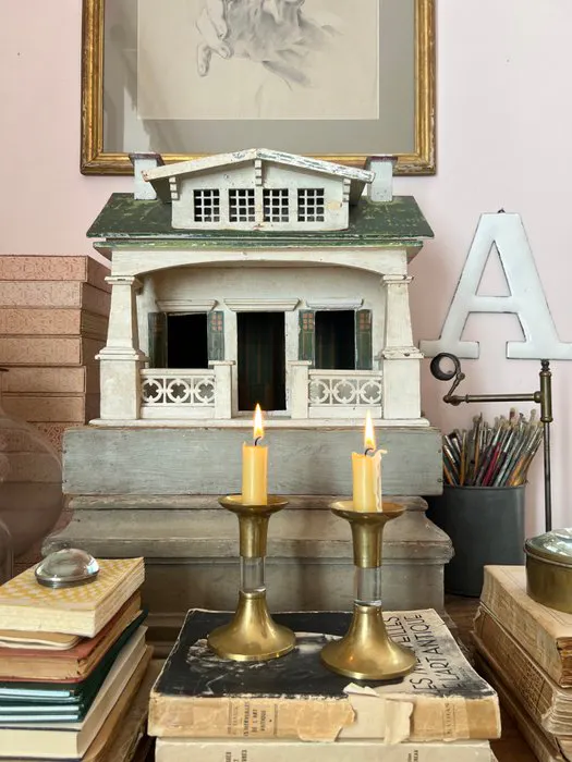 Taperstick (2) - Brass, Glass - Pair of brass candle holders.