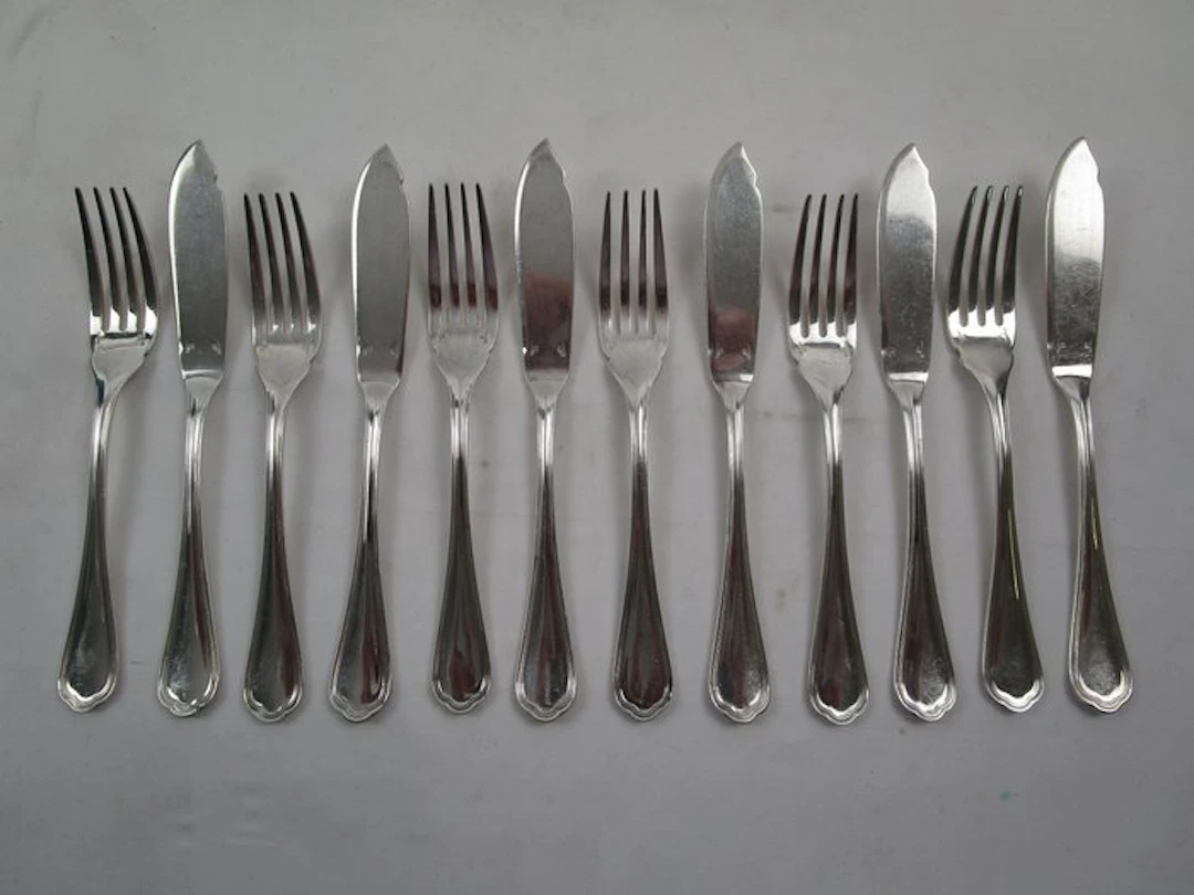 Christofle - Cutlery set - Model: Spatours - 6 fish forks - Silverplated