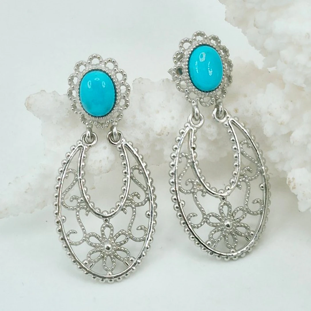 Turquoise - Silver - Earrings - Turquoise Arizona