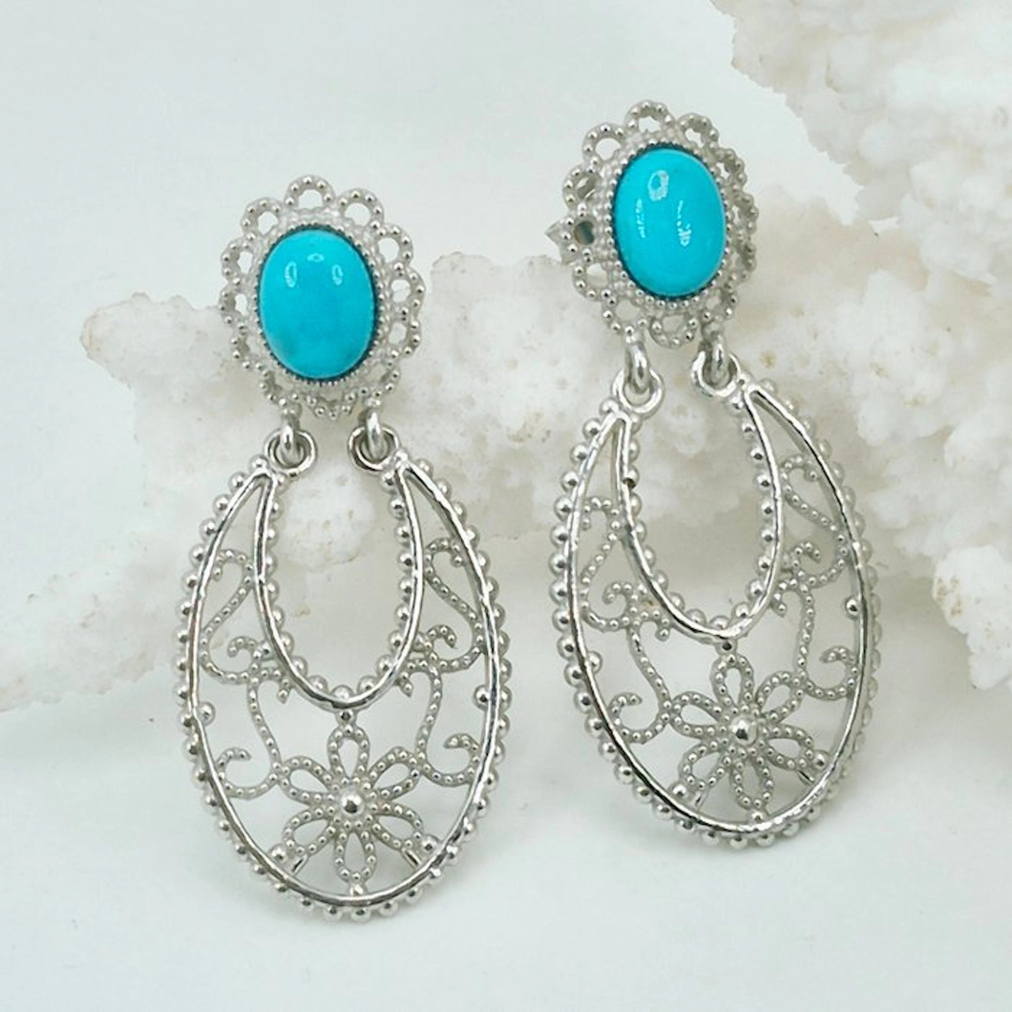 Turquoise - Silver - Earrings - Turquoise Arizona