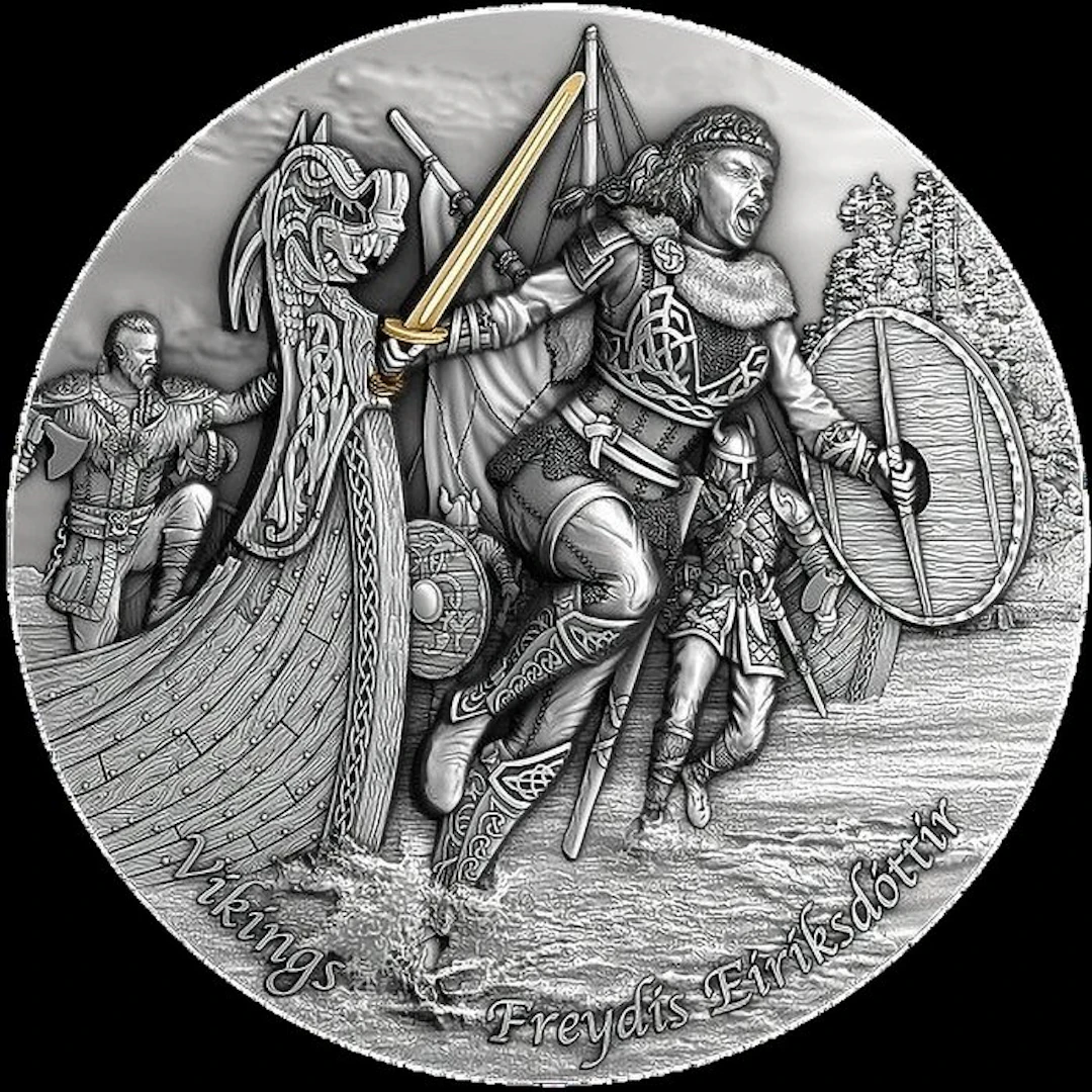Niue. 5 Dollars 2021 Freydis Eiriksdottir Vikings 2 Oz (.999)