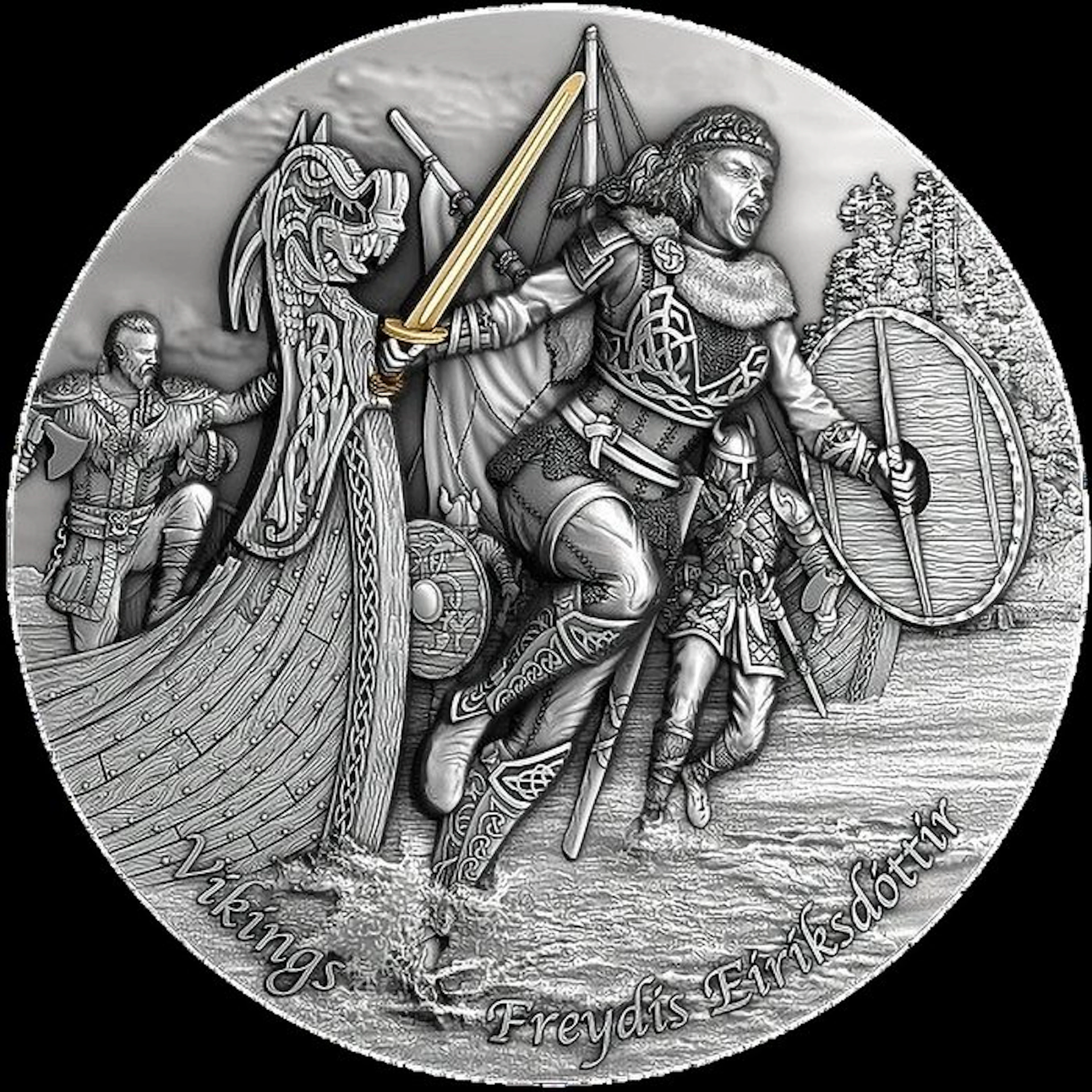 Niue. 5 Dollars 2021 Freydis Eiriksdottir Vikings 2 Oz (.999)