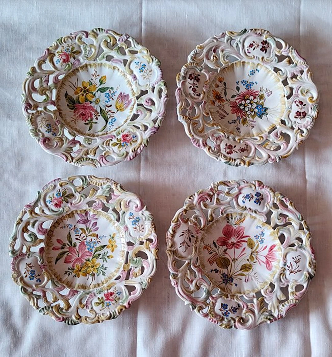 Dessert service (4) - Majolica - Antonibon ceramic plates