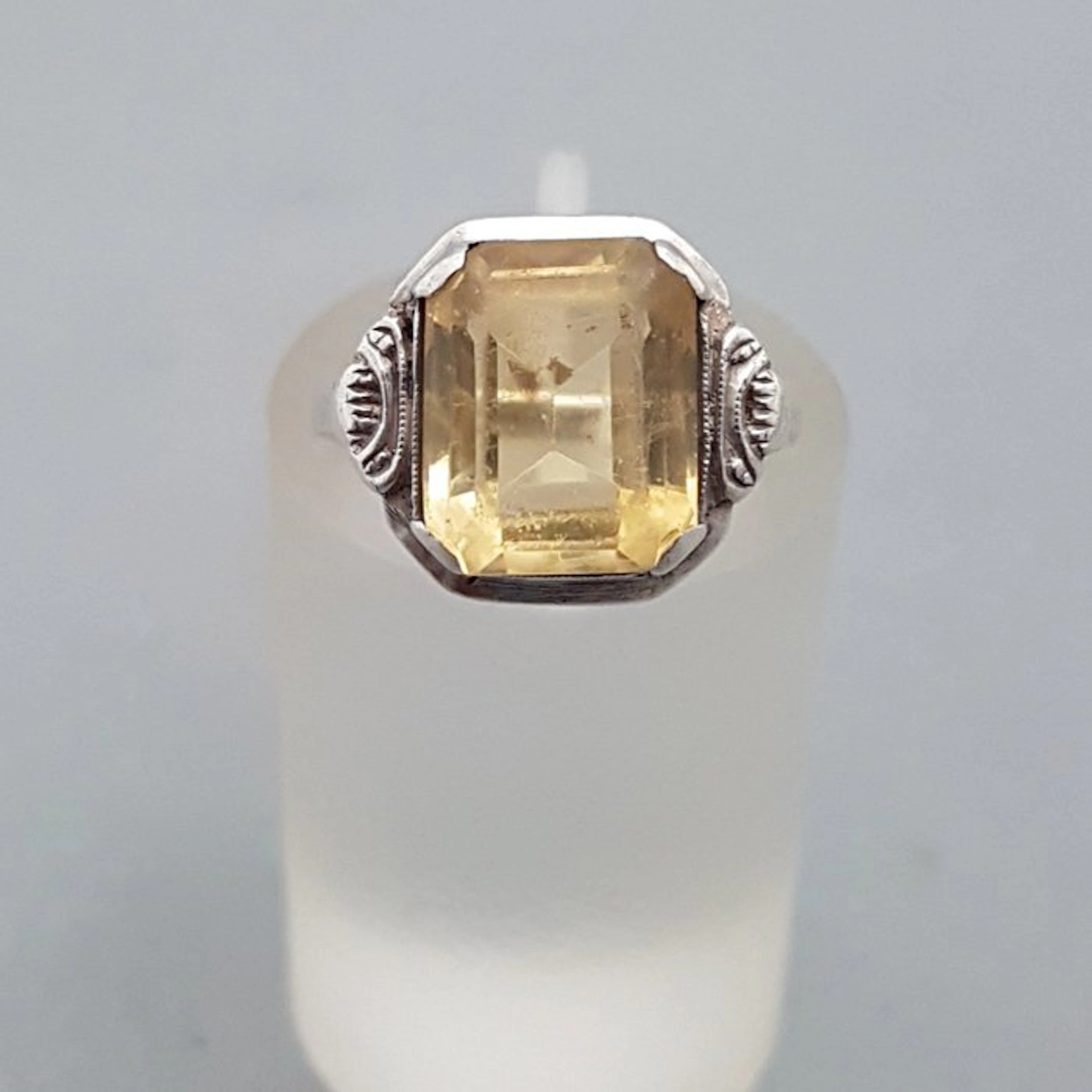 Silver, Art Deco, Citrine (Tested) - Ring