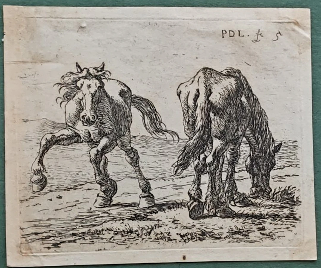 Pieter van Laer (1599-1642) - Una giumenta e il suo puledro al pascolo