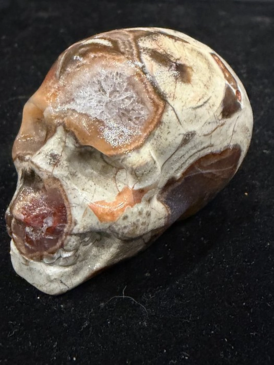 Figure - Hand-Carved Red Agate Skull – Natural Stone Sculpture