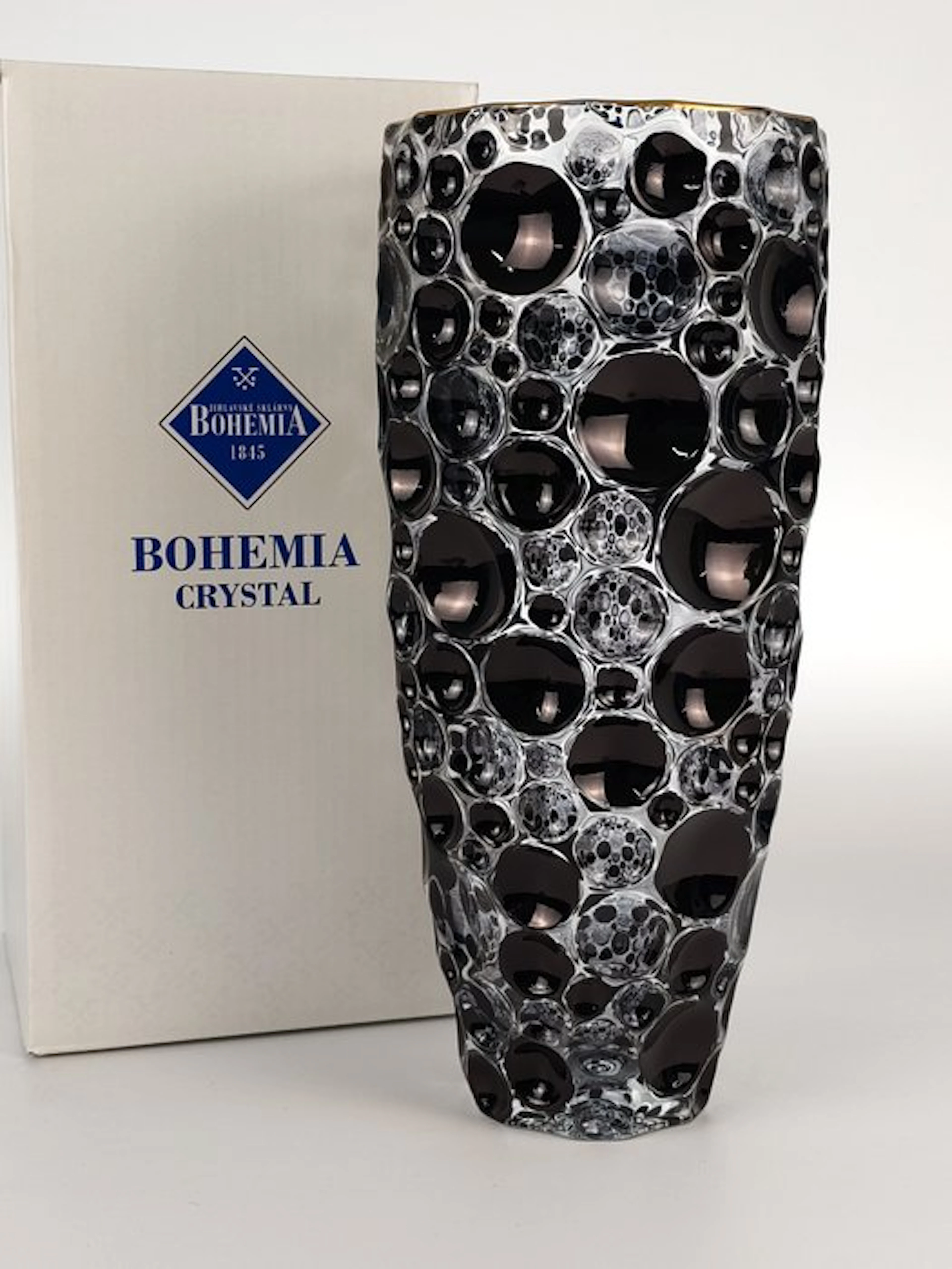 Vase - Crystal, Enamel - Black 'n gold Lisbon