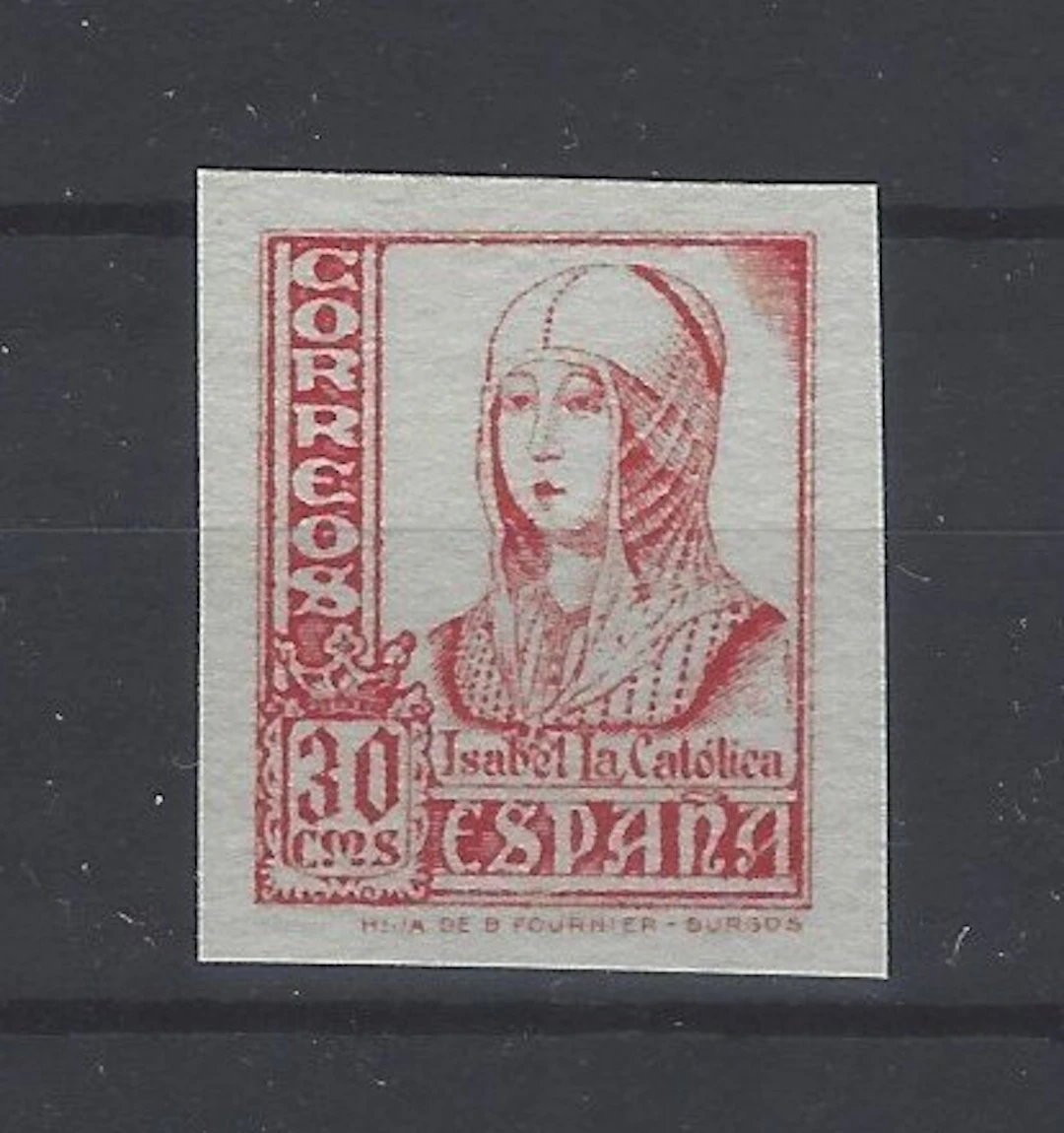 Spain 1937/1940 - 30 pcs. Isabel - color test blue cardstock - Edifil