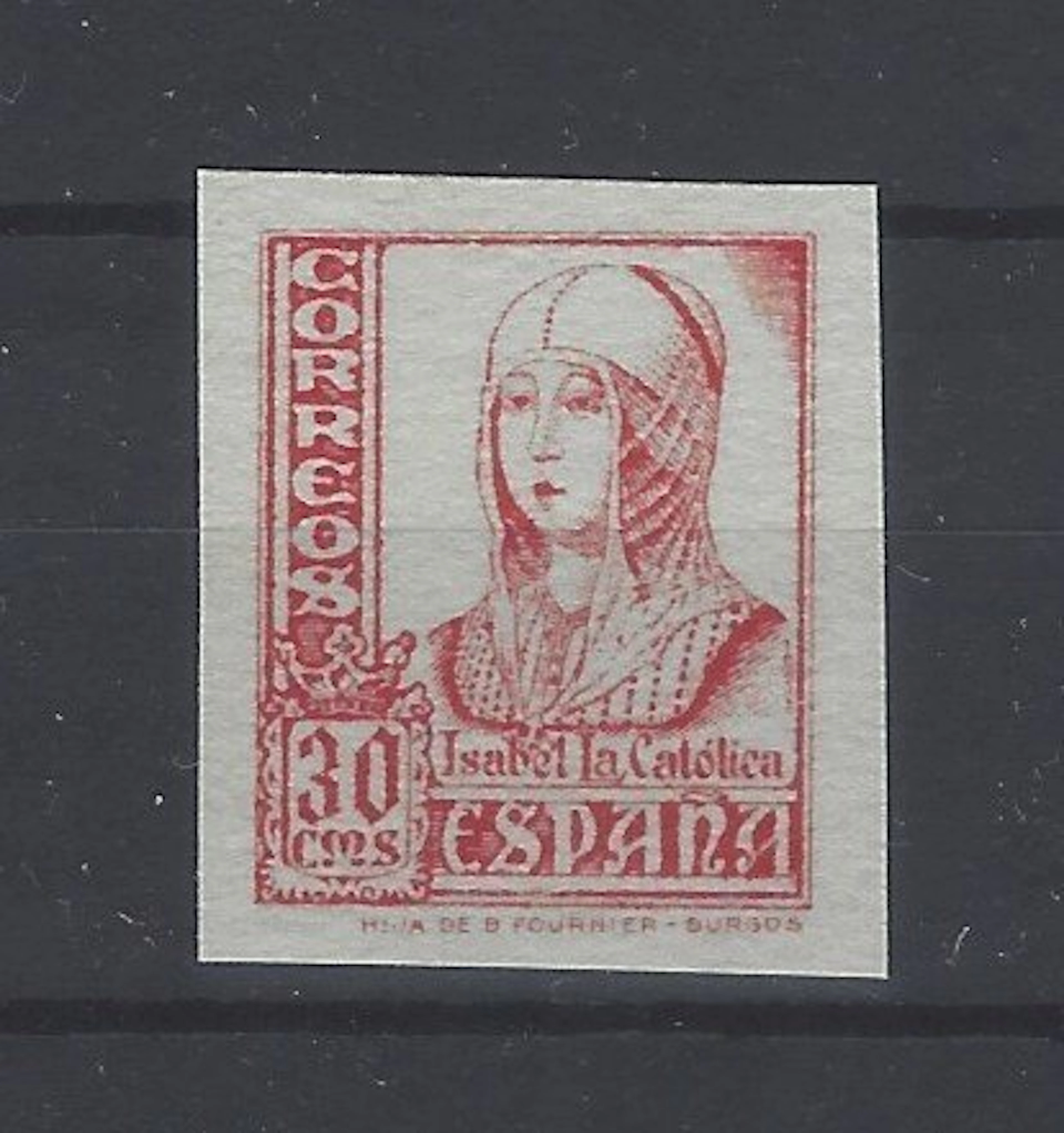 Spain 1937/1940 - 30 pcs. Isabel - color test blue cardstock - Edifil