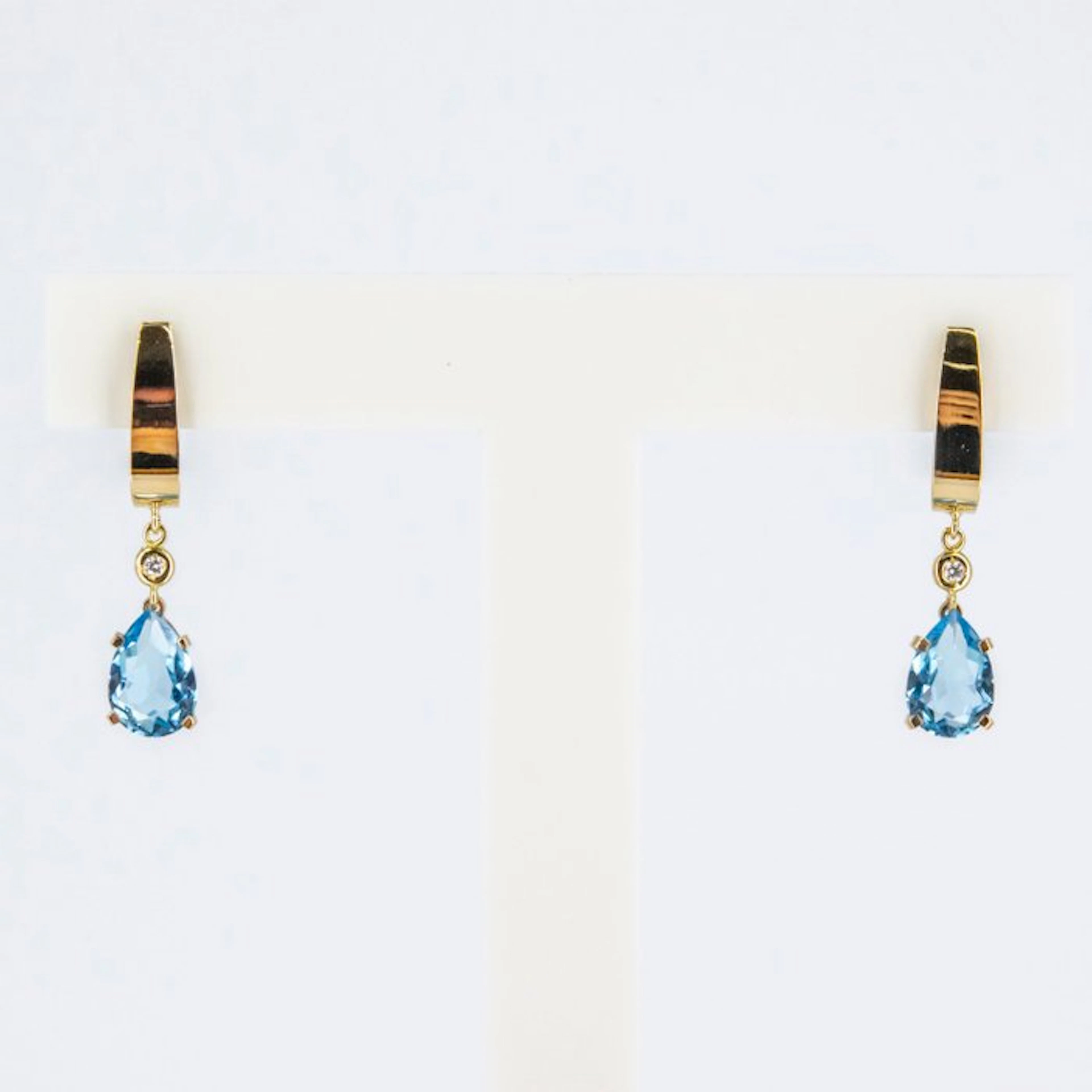 Earrings - 18 kt. Yellow gold Topaz - Diamond
