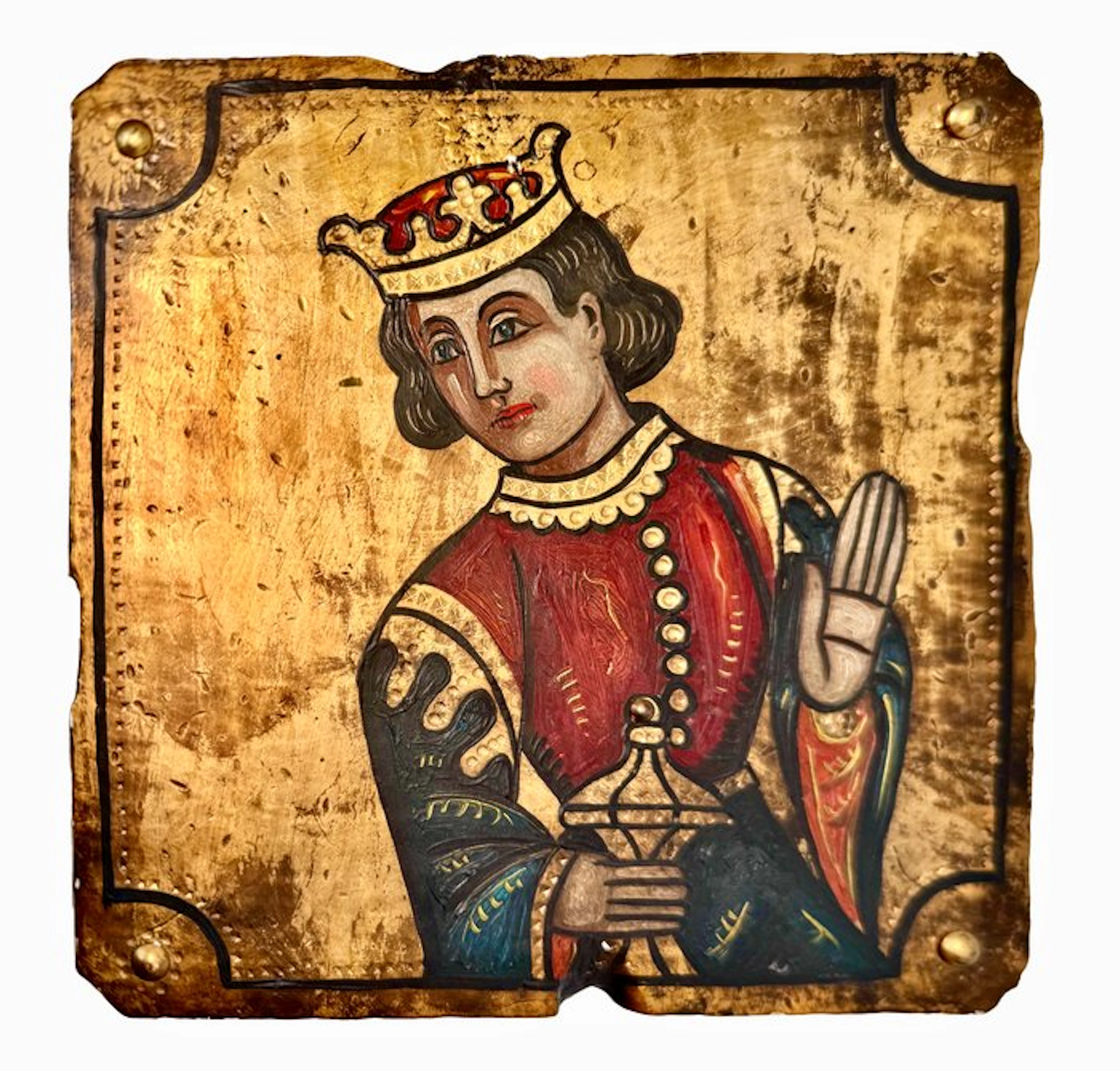 Icon - Crowned saint - Wood - Hand-painted - 25 x 25.5 cm