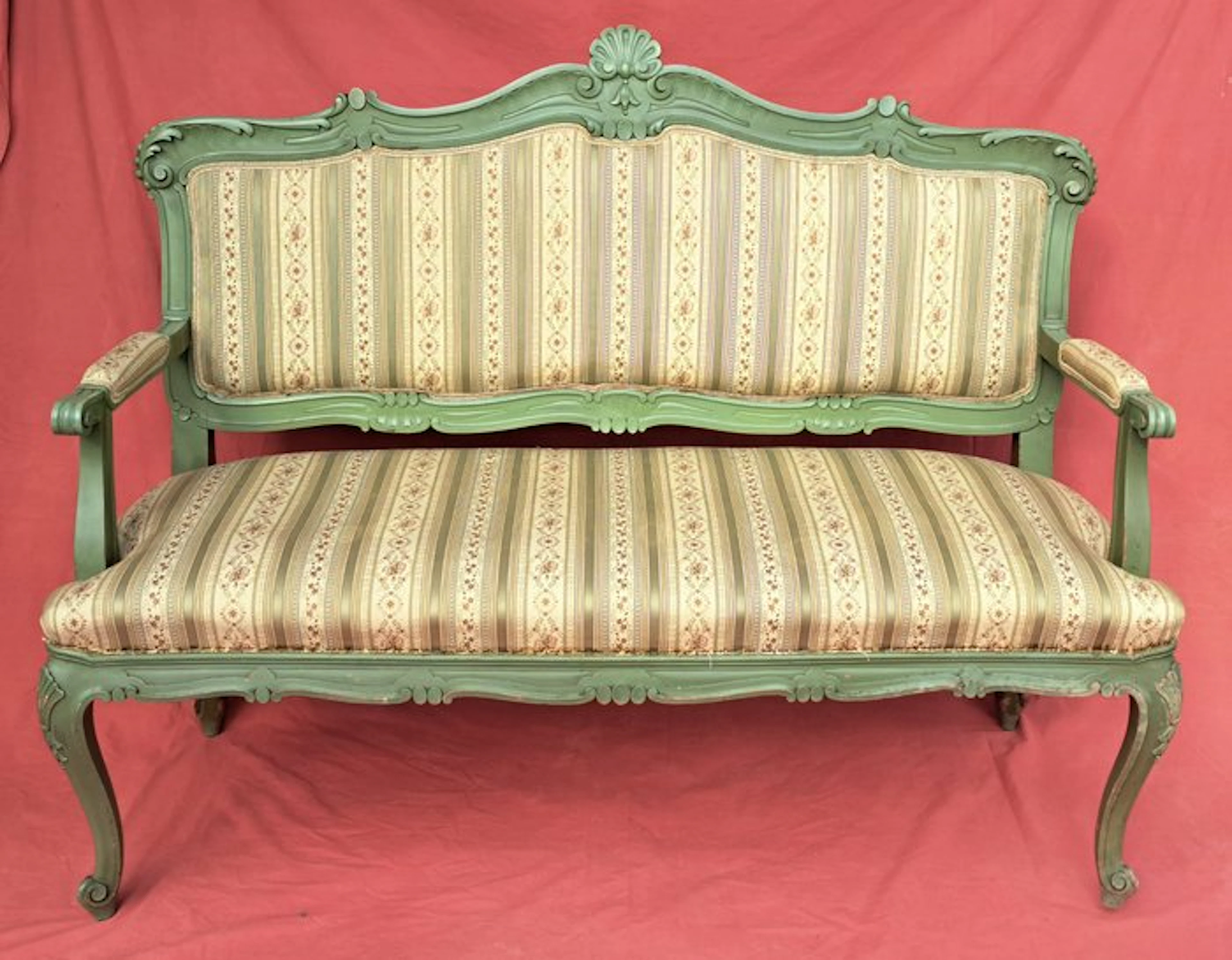 Canapé - Wood, Textile - Louis XV-style sofa