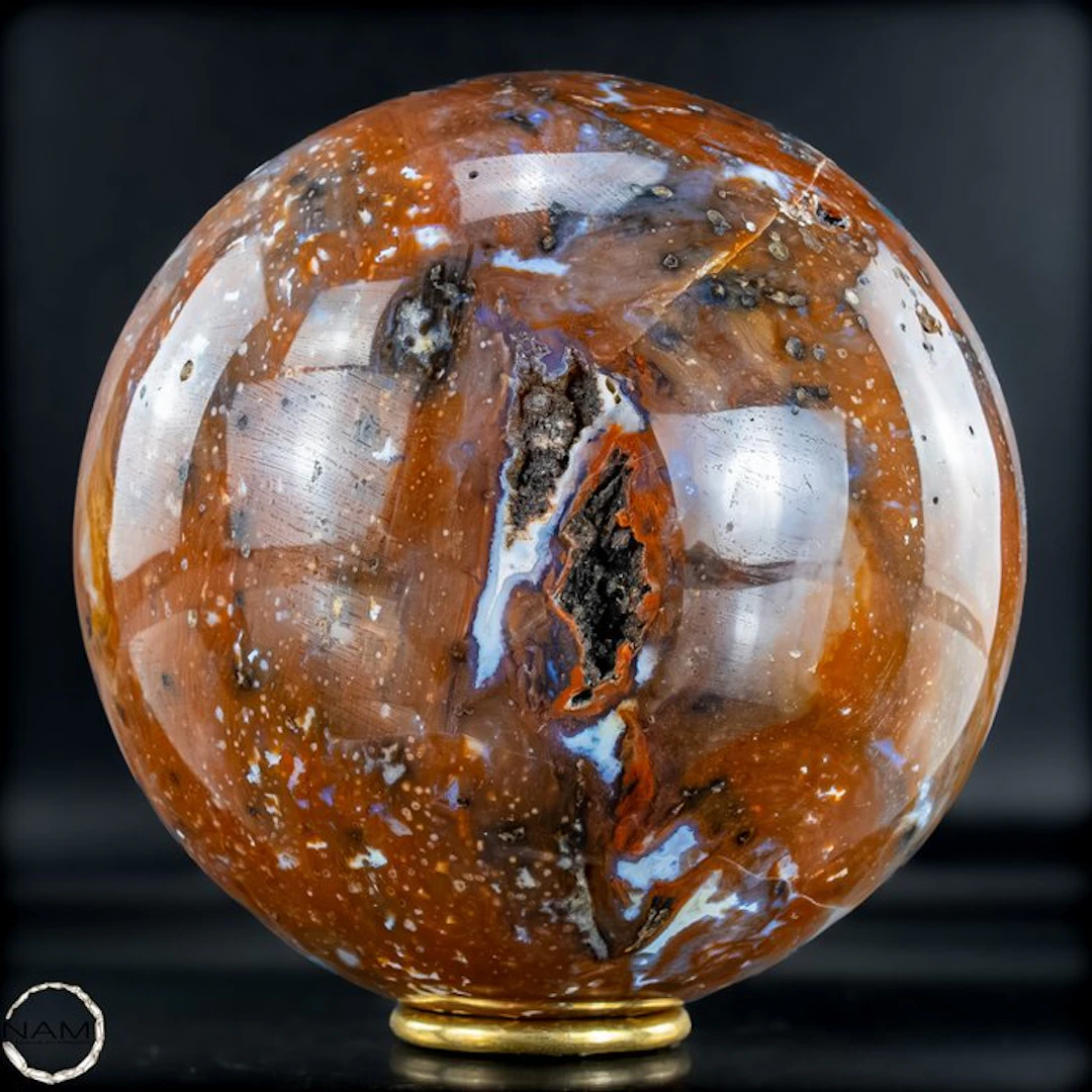 Ocean agate sphere – fascinating natural art with...
