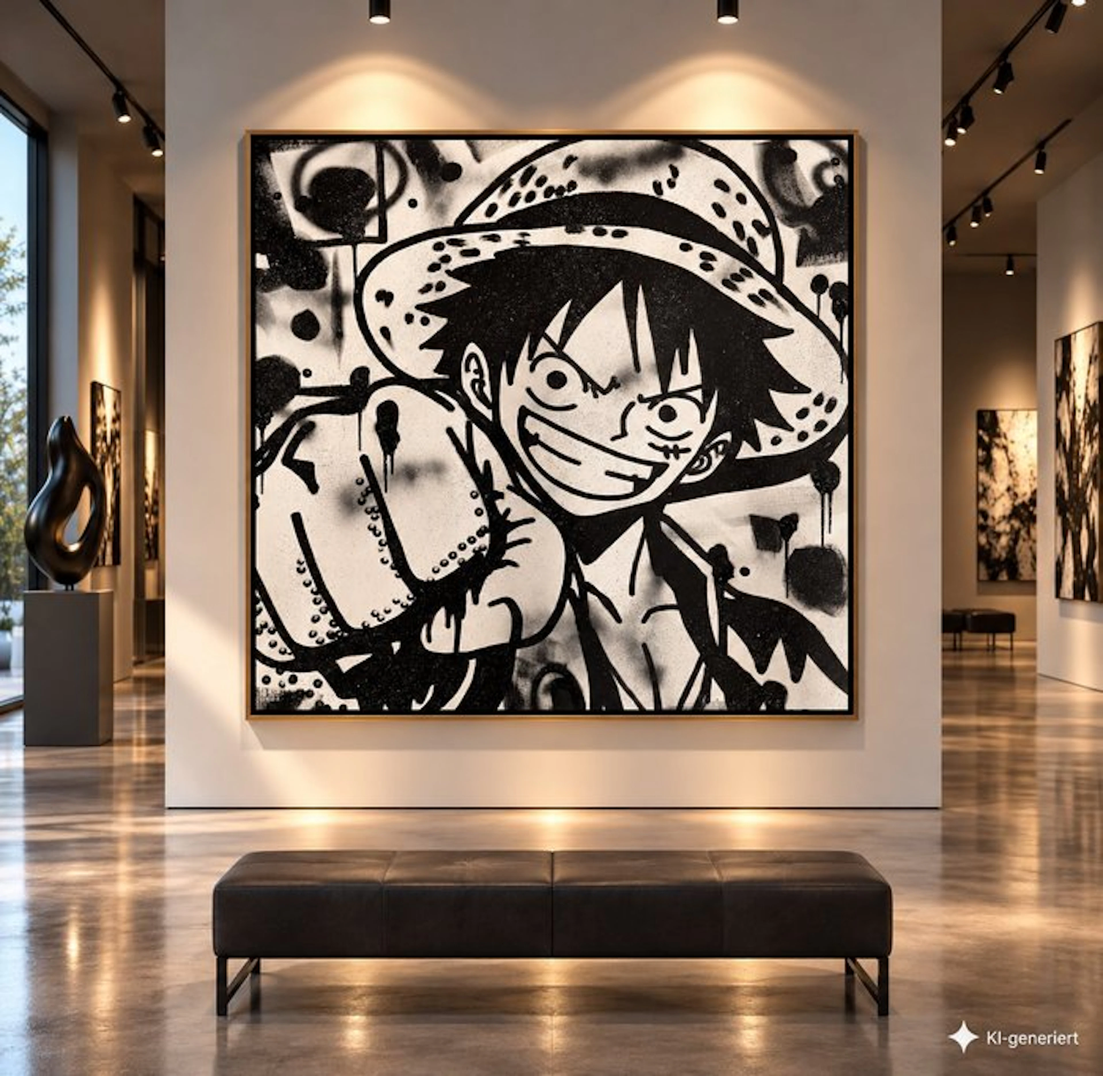 Timo Wedell - Black and White Luffy - XL - Timo‘s Lichtenstein
