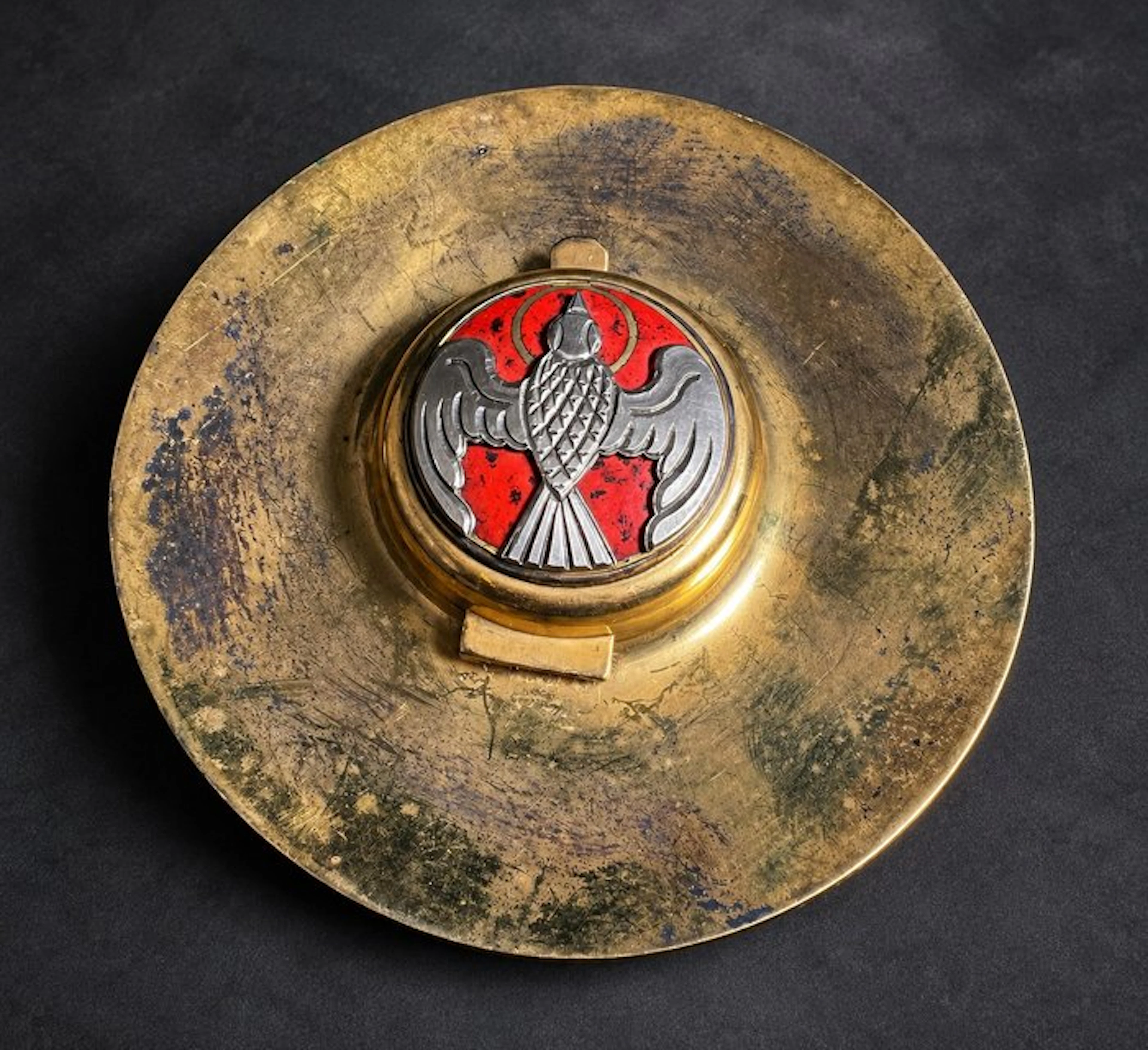 Liturgical pyx on a paten – Dove of the Holy Spirit - Metal, Enamel - 1900-1910