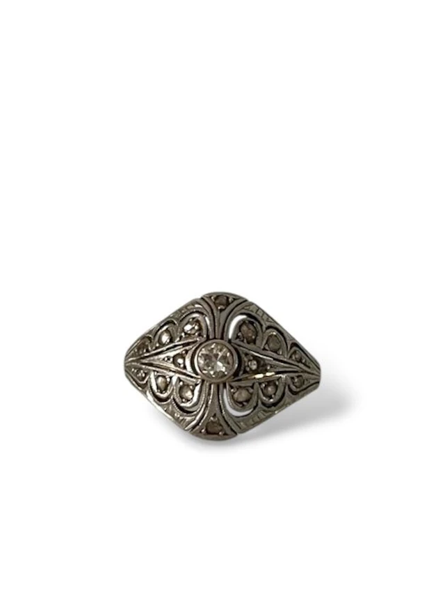 Ring - 18 kt. Yellow gold, Platinum - 0.23ct. tw. Diamond (Natural) - Diamond