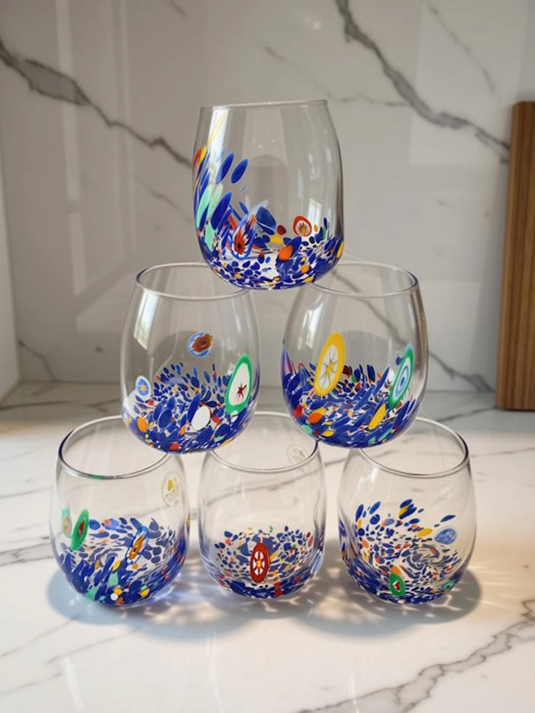 MurArt - Drinking set - Glass - Set of six glasses - Millefiori Murrine