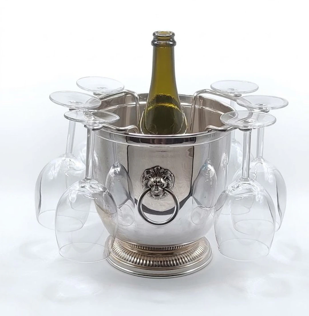 Champagne cooler - Metal - Bucket with wine glass holder