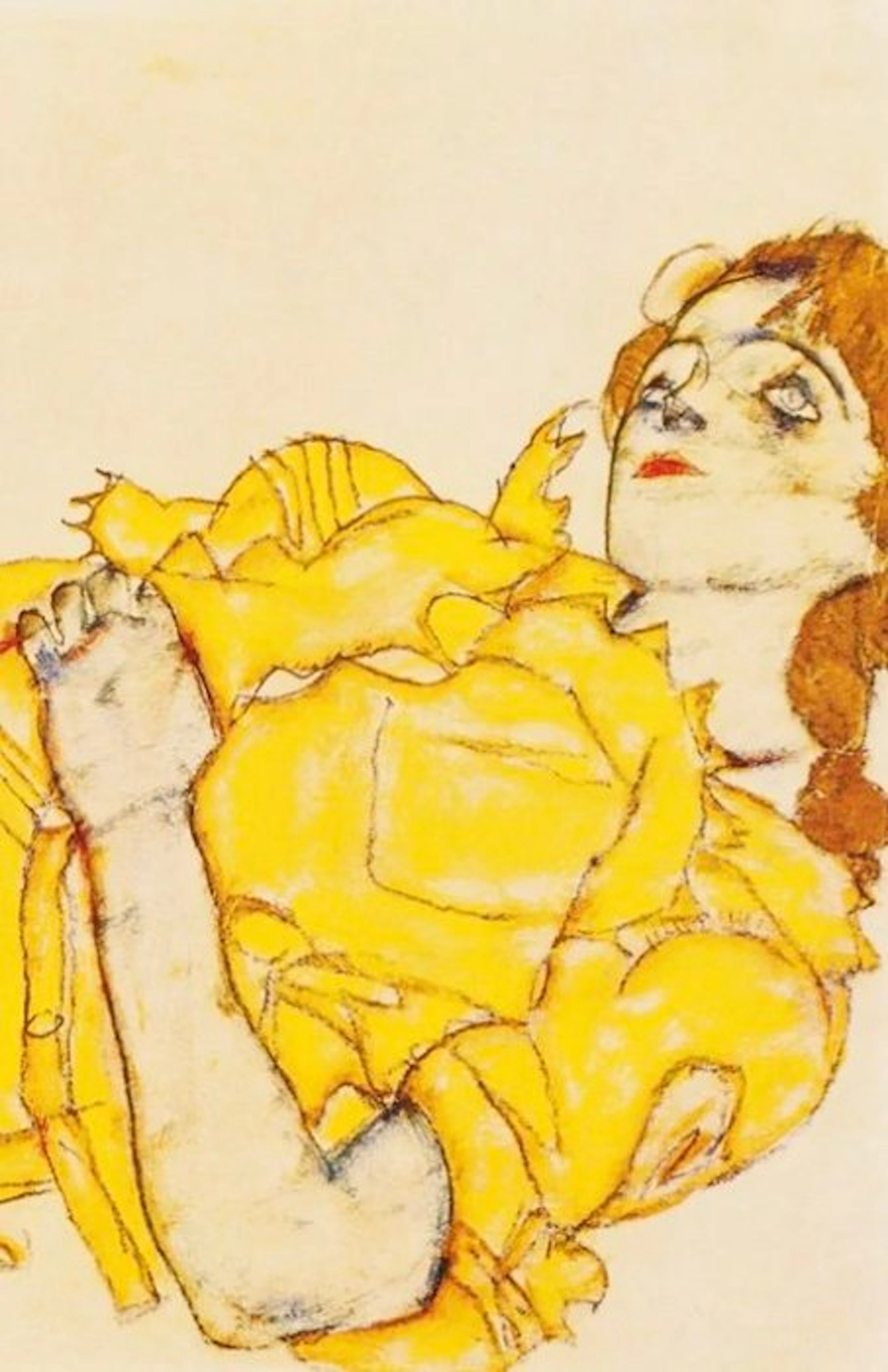 Egon Schiele - “Reclining woman in yellow dress