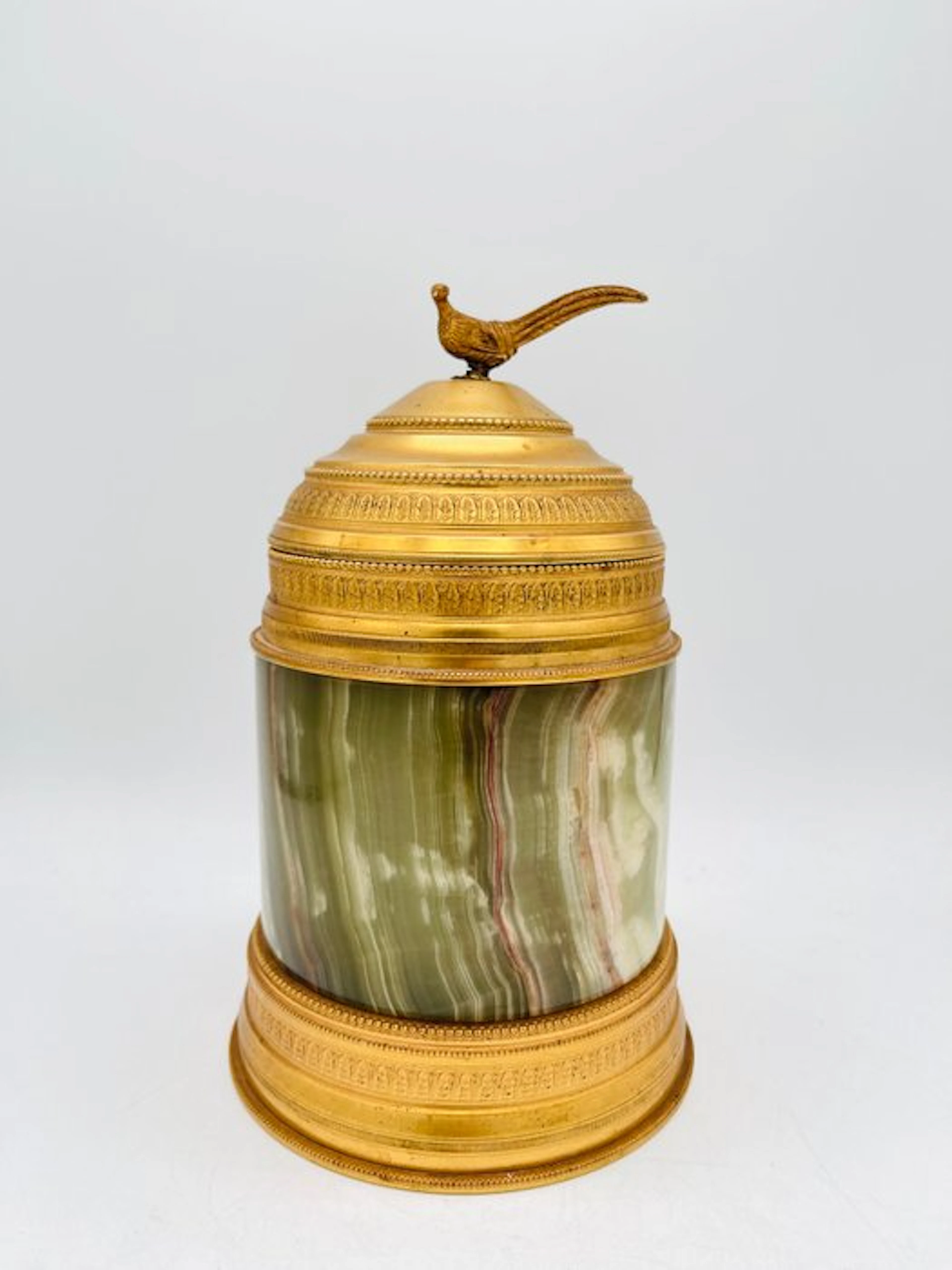 Jar - Gilt metal, Onyx - Onyx jar with pheasant