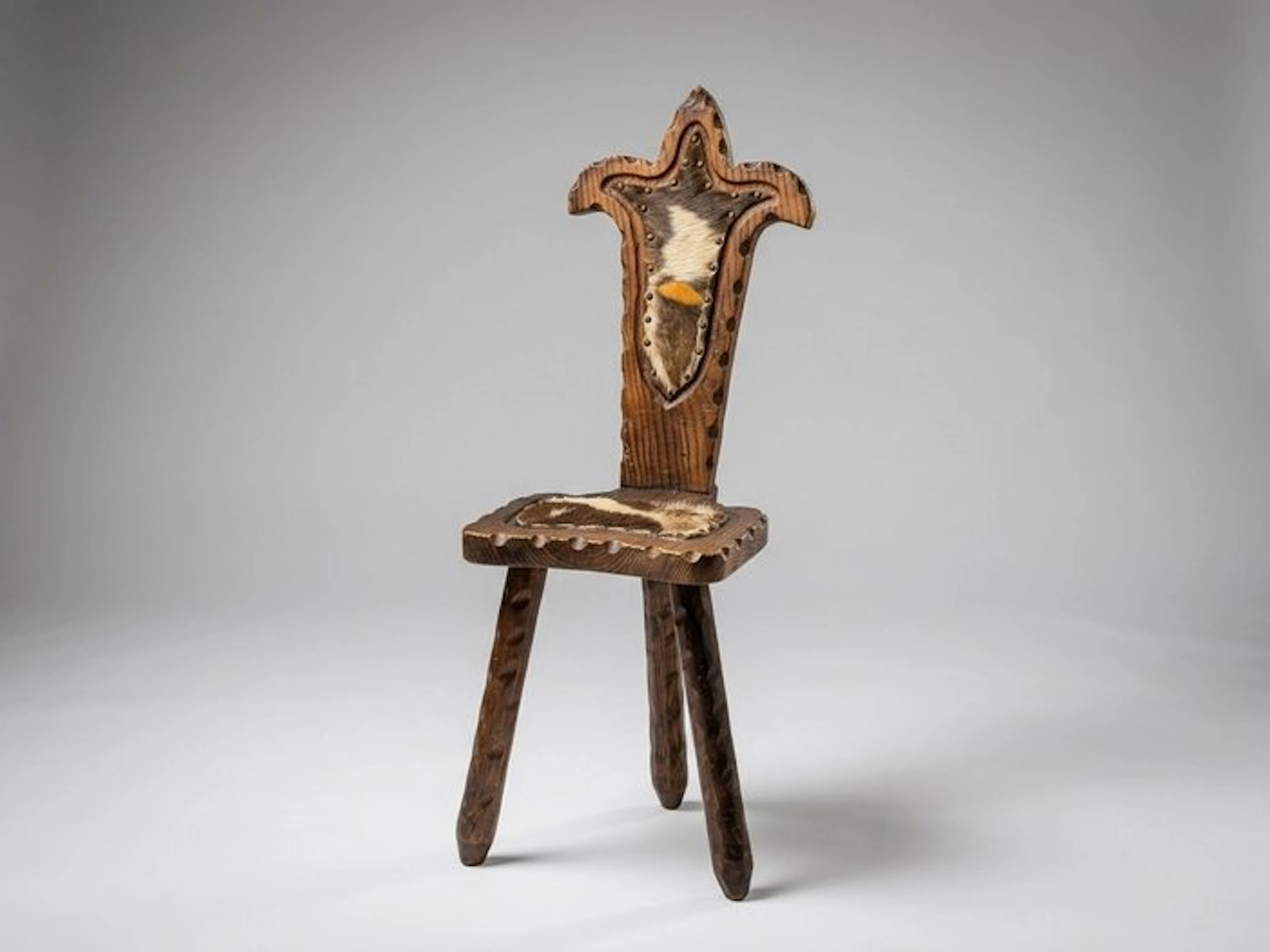 Stool - Oak - cowhide chair