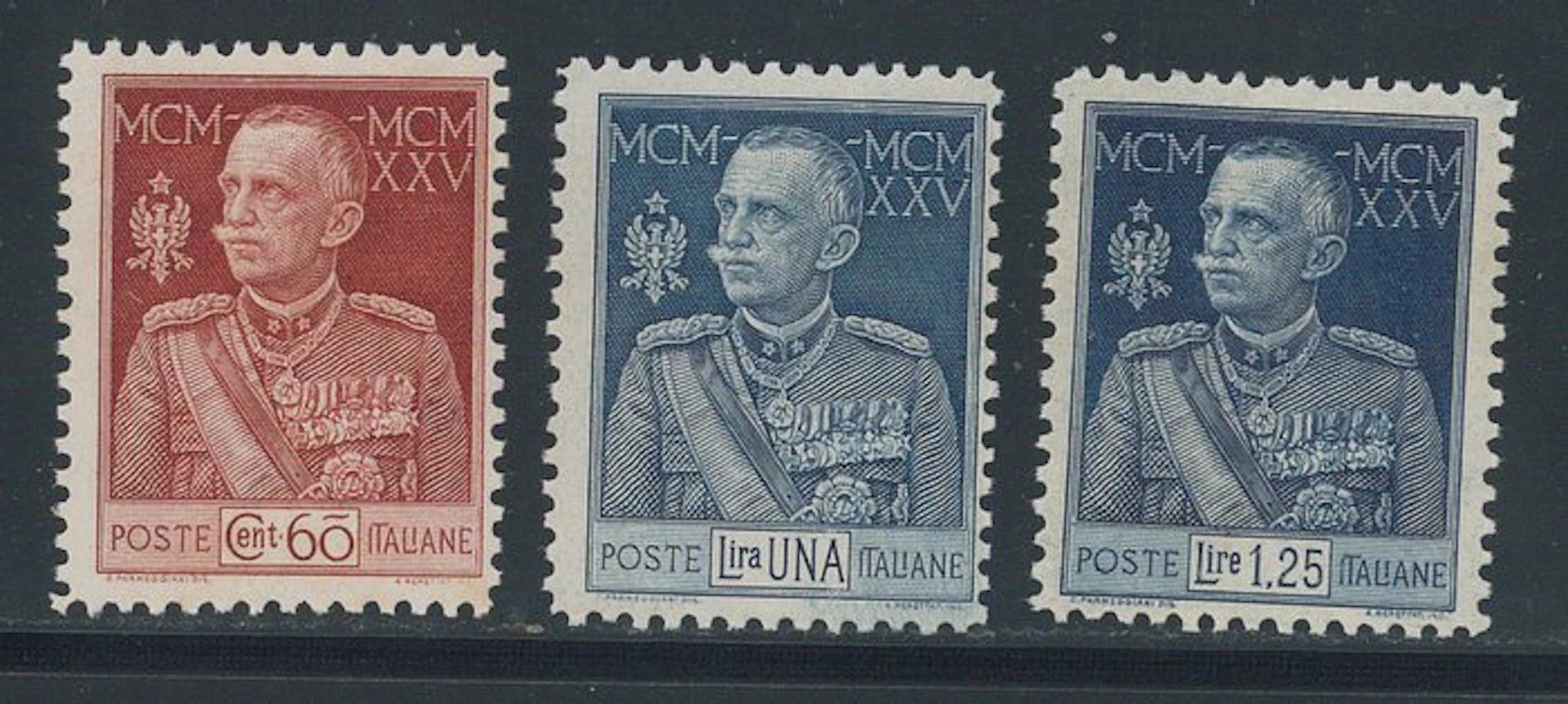 Italy Kingdom - Jubilee dent. 11, complete series no. 189/191.