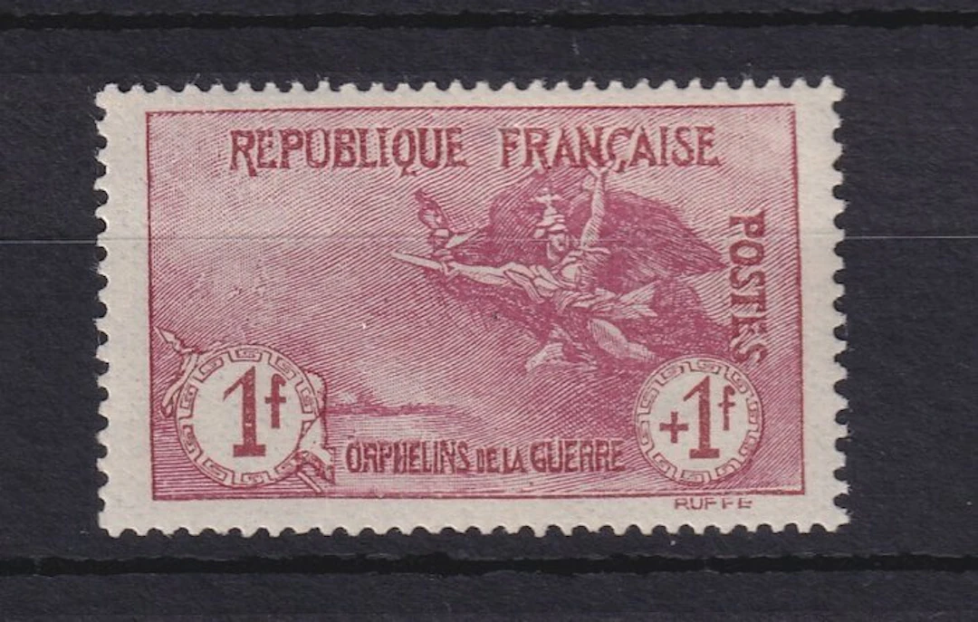 France 1917/1918 - Very good centering, 1Fr+1Fr carmine - Yvert n°154