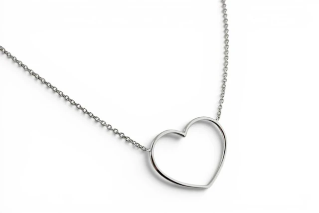 Necklace with pendant - 18 kt. White gold