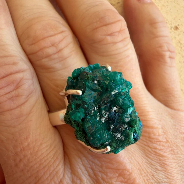 Bague de Luxe en Dioptase - Argent 925 Jewellery- 14 g - (1)