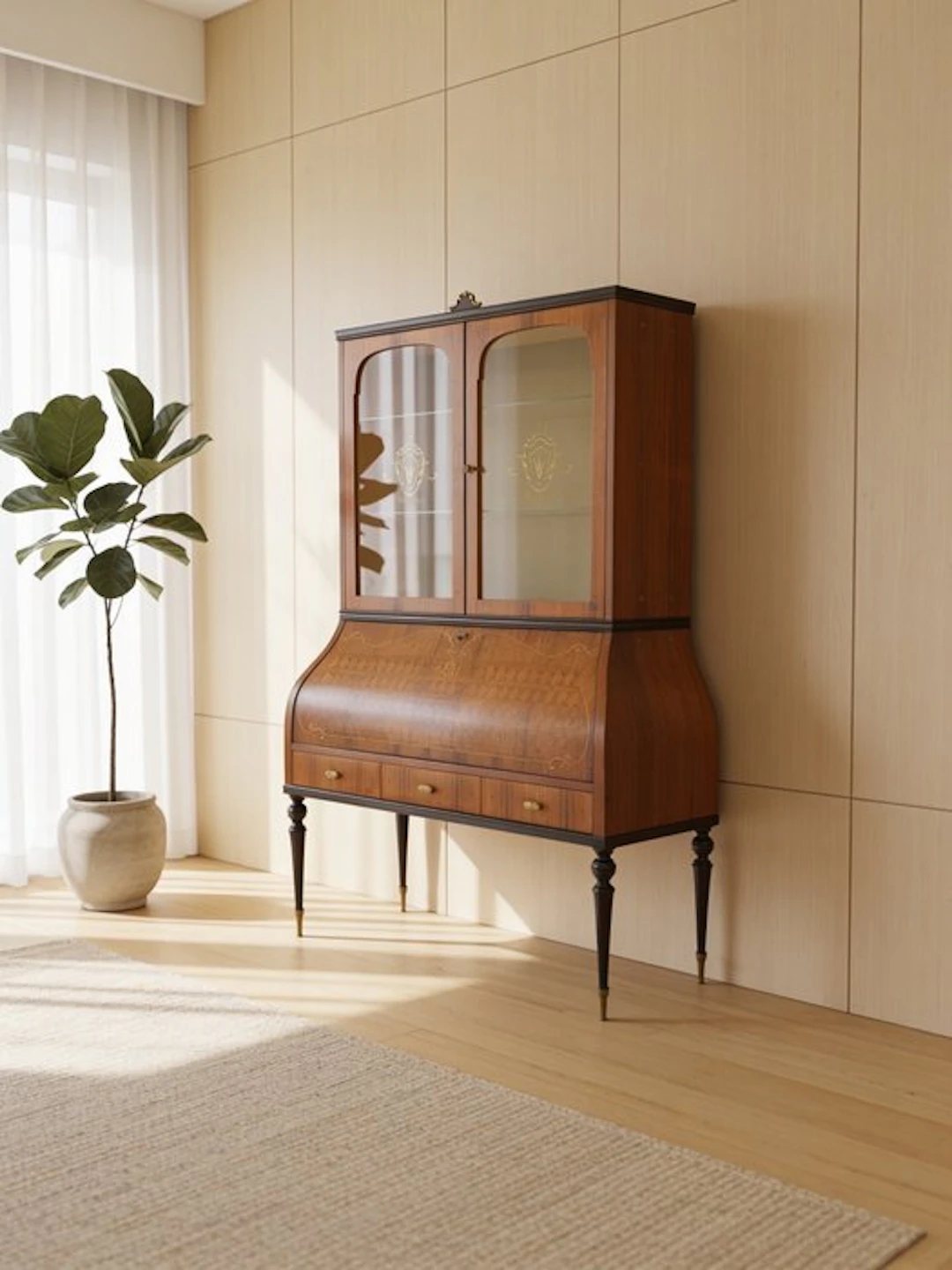 Credenza - Wood, Rosewood, Brass, Glass