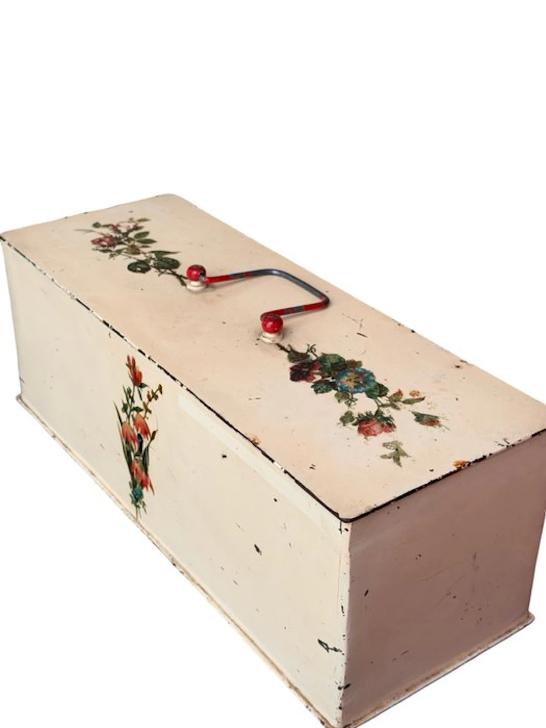 Floral Steel Strongbox – Cream and Red - Strongbox - Steel - Large Cash Box