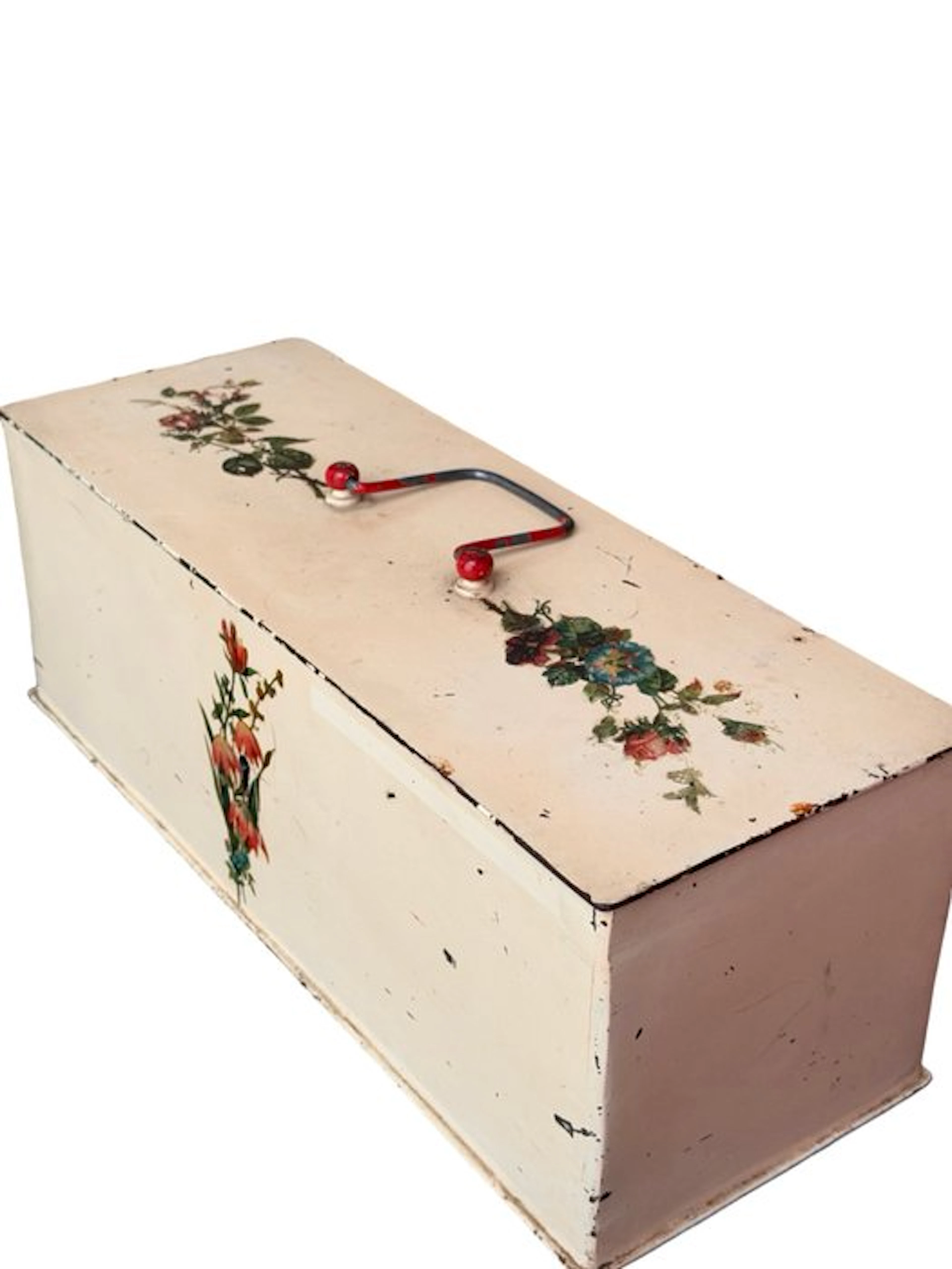 Floral Steel Strongbox – Cream and Red - Strongbox - Steel - Large Cash Box