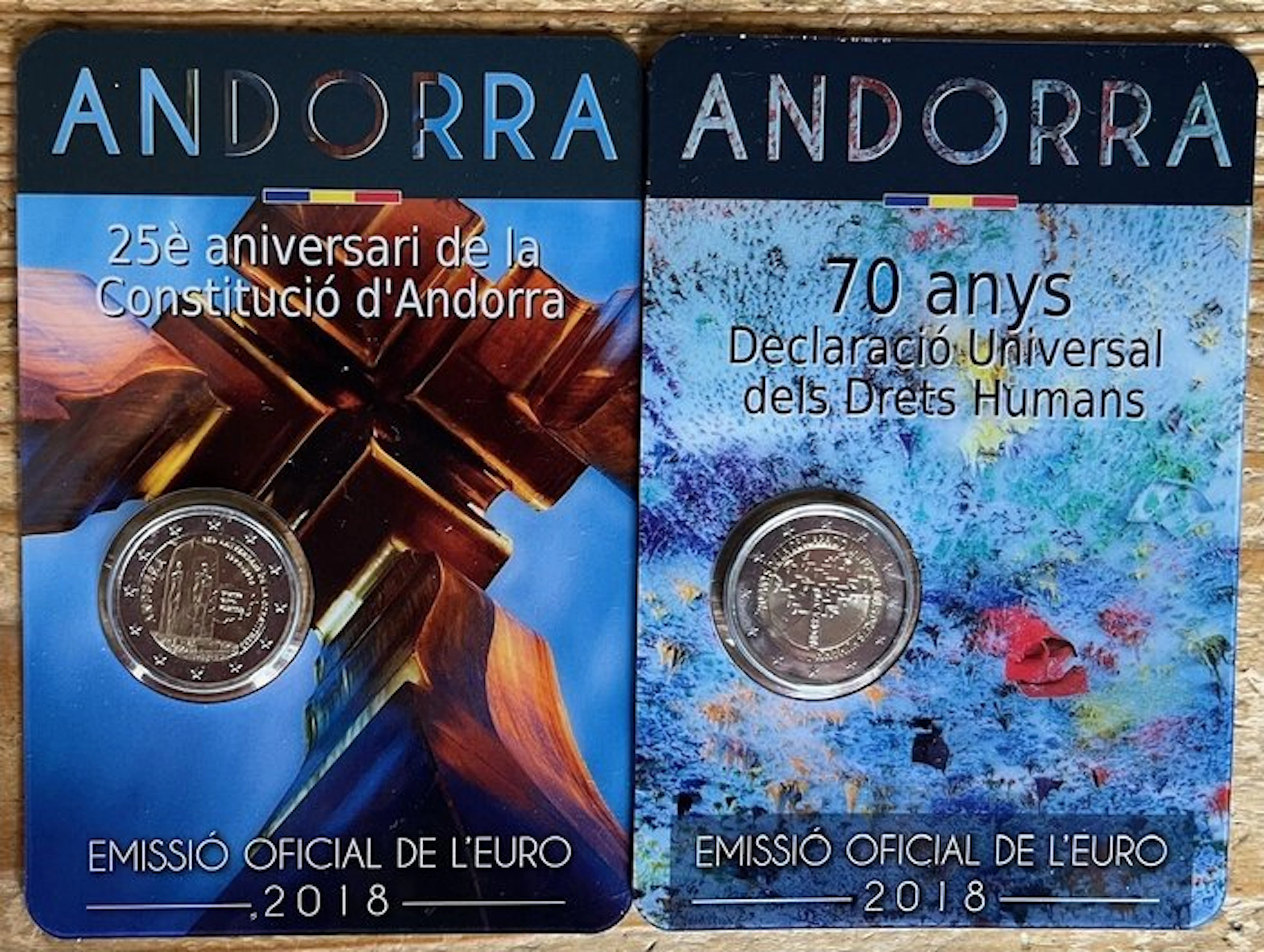 Andorra. 2 Euro 2018 "Constitution" + "Human Rights" (2...