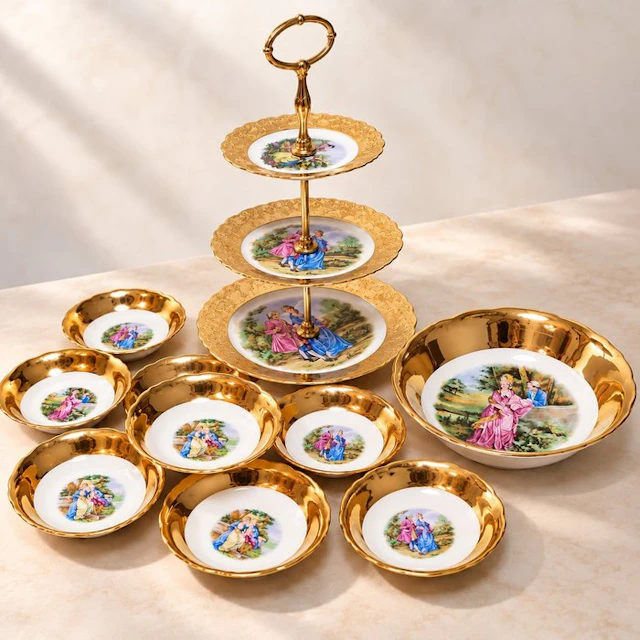 Bavaria – Germany – Handarbeit - Table service (10) - Sumptuous gilded decor