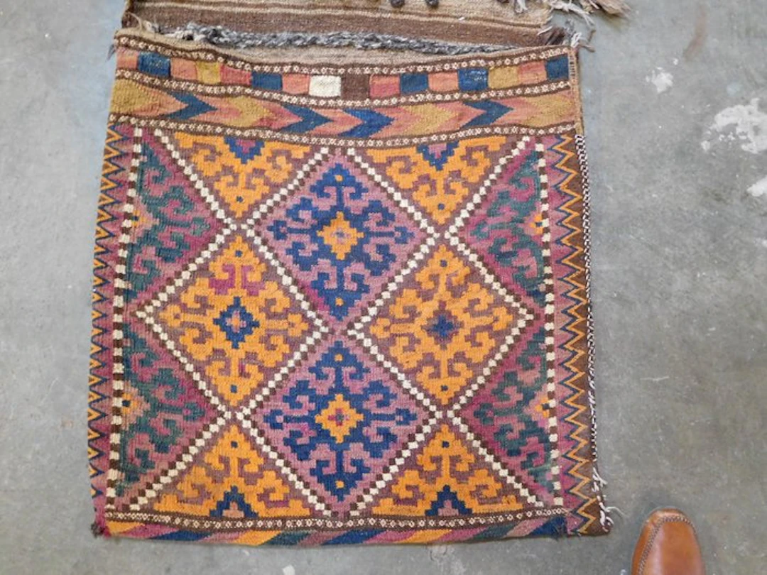 Vintage handwoven double Kilim saddle bag - Wool - Afghanistan - 20th century