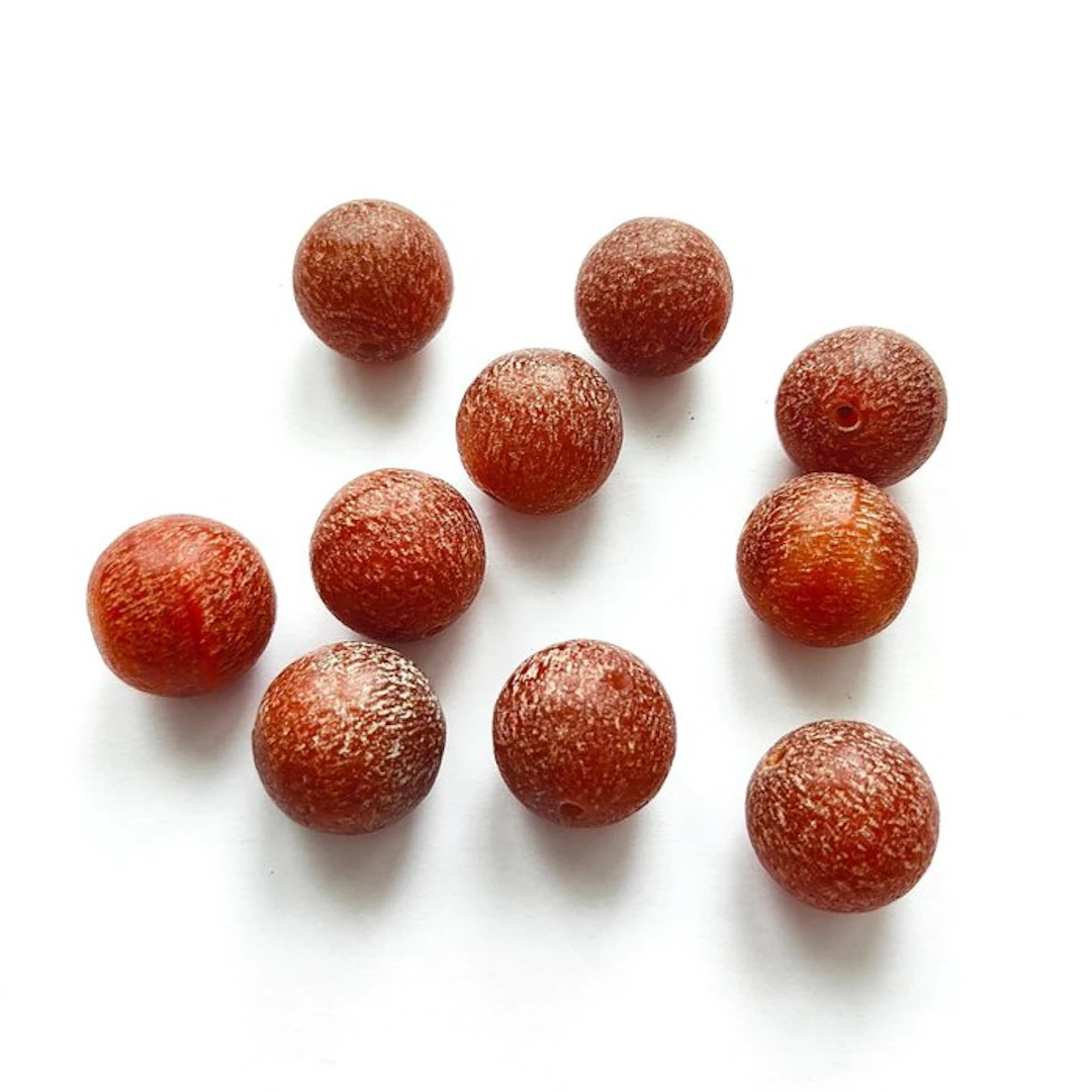 Silk Road, Central Asian Red Agate Necklace Beads - 17 mm