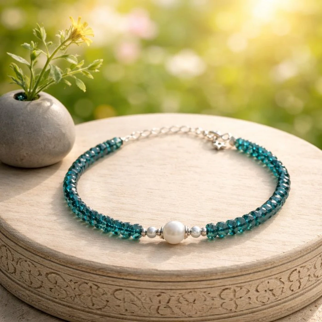 Pearl - Silver - Bracelet - London blue topaz
