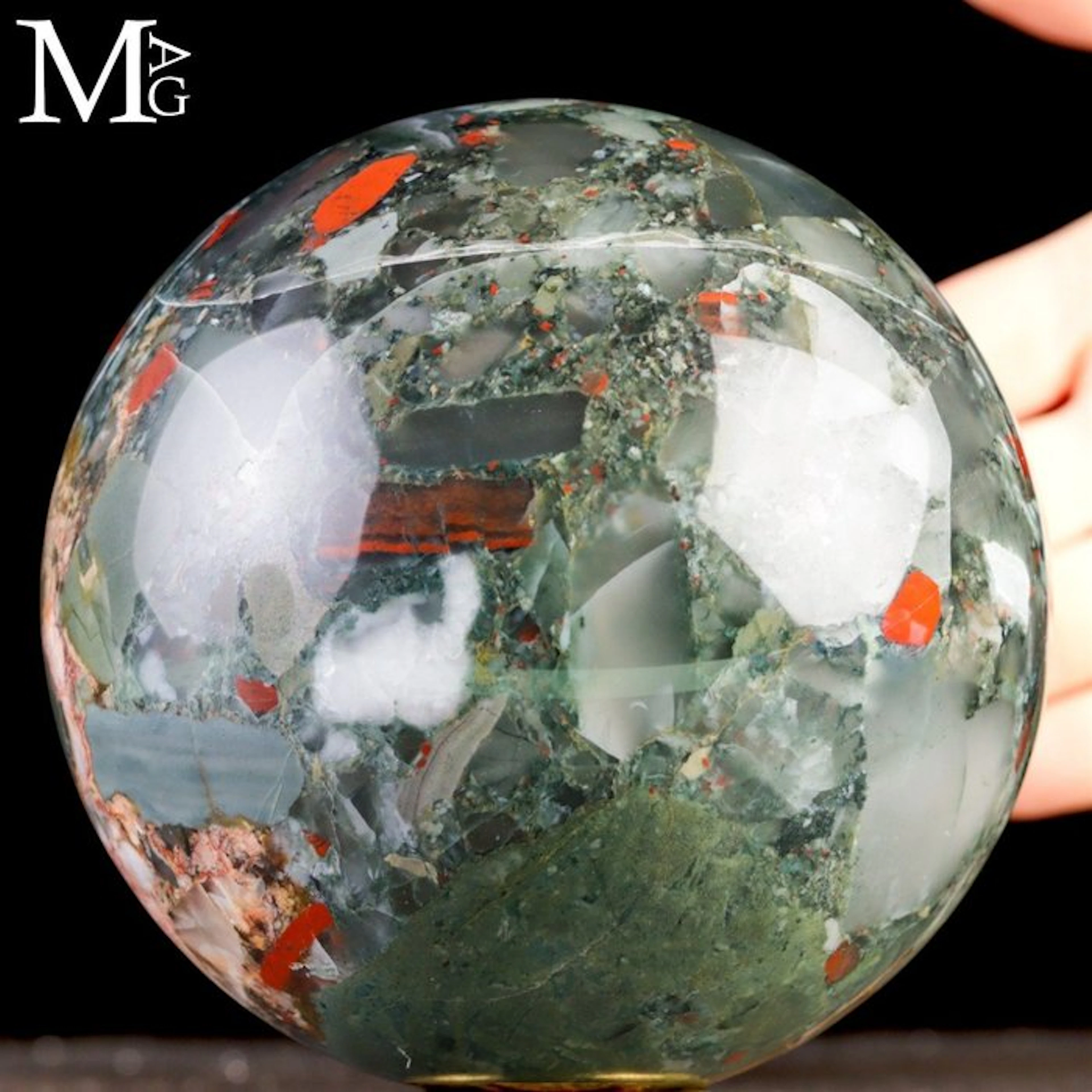Splendid Dragon Blood Jasper Sphere deep forest green...